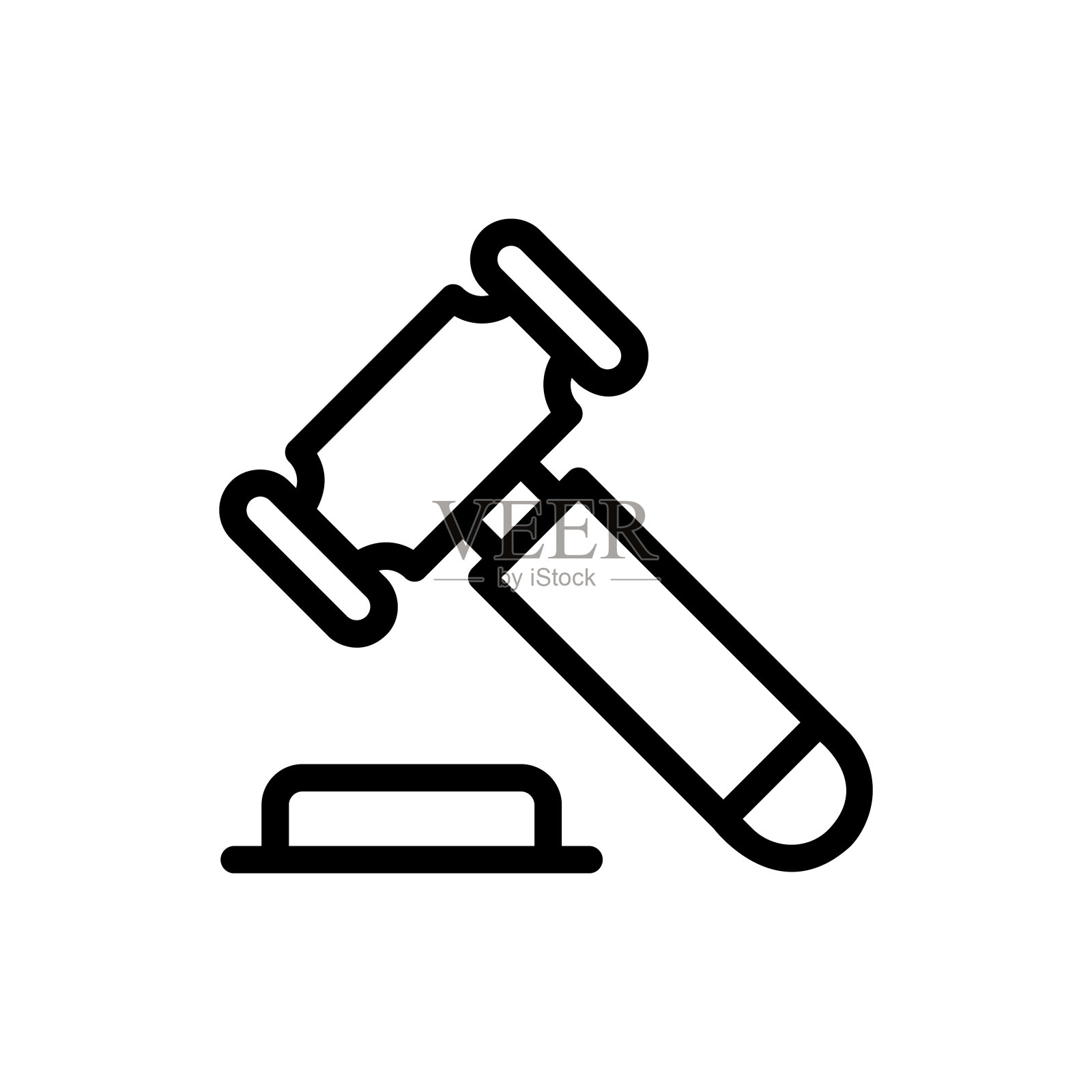 拍卖矢量图标轮廓插图。插画图片素材