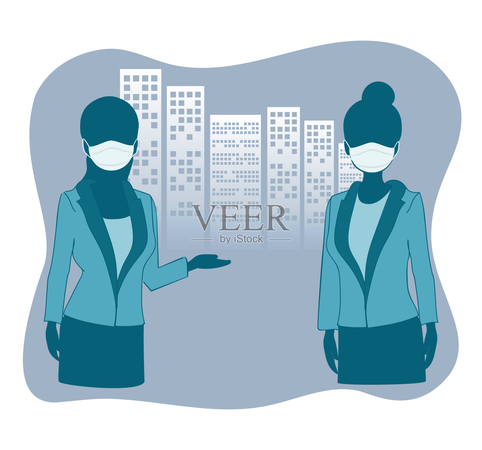 戴着防护面具的职业妇女插画图片素材