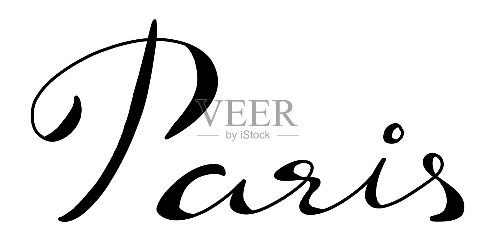 黑色手绘在单词巴黎在白色背景插画图片素材