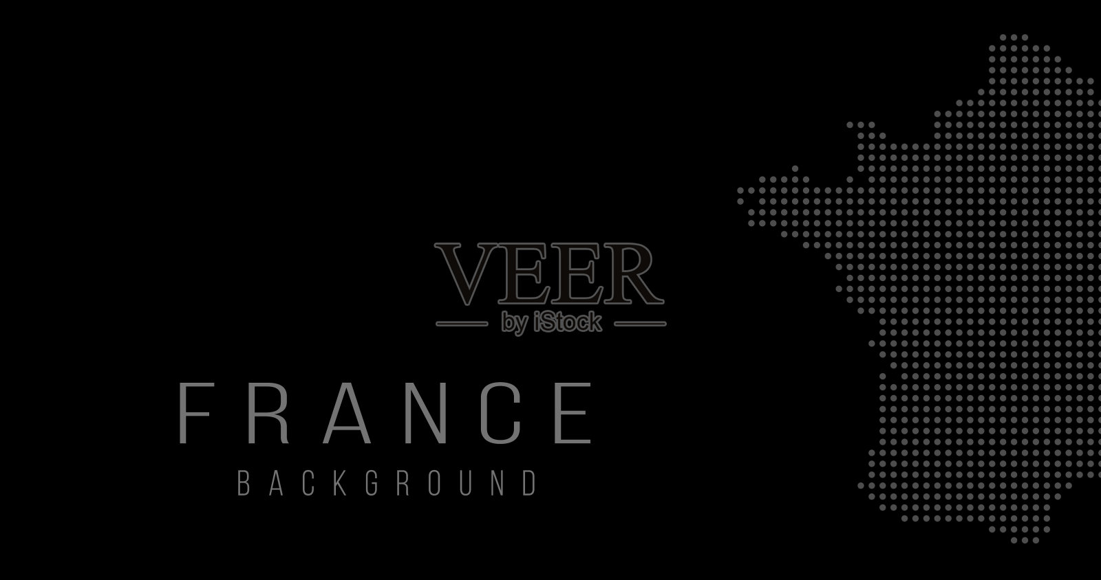 法国国家地图背景从半色调网点模式,矢量插图孤立在黑色背景插画图片素材