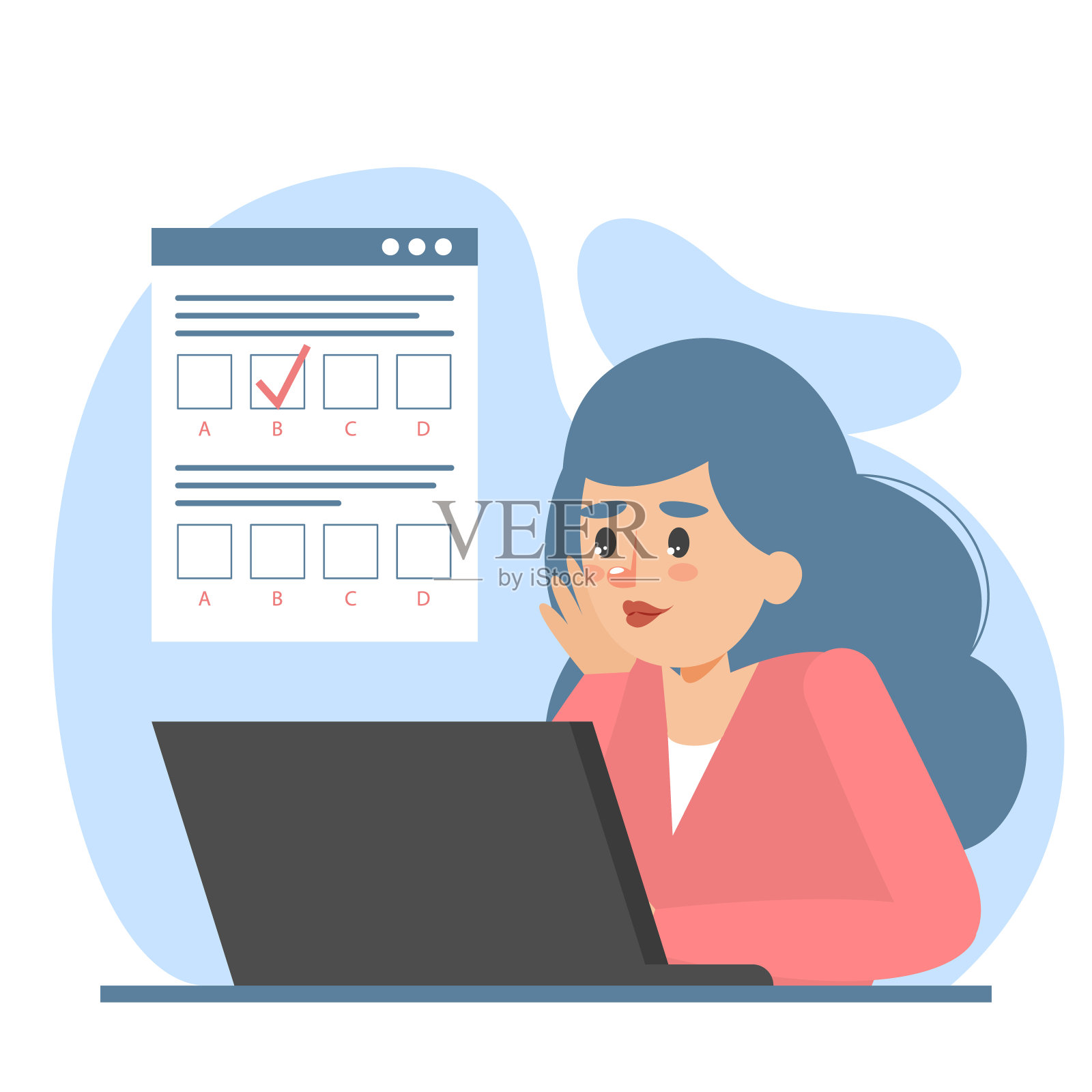 在线测试矢量隔离。女人学习设计元素图片