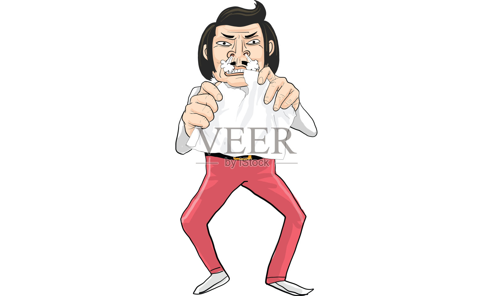 卡通人物在白色西装行动插画图片素材