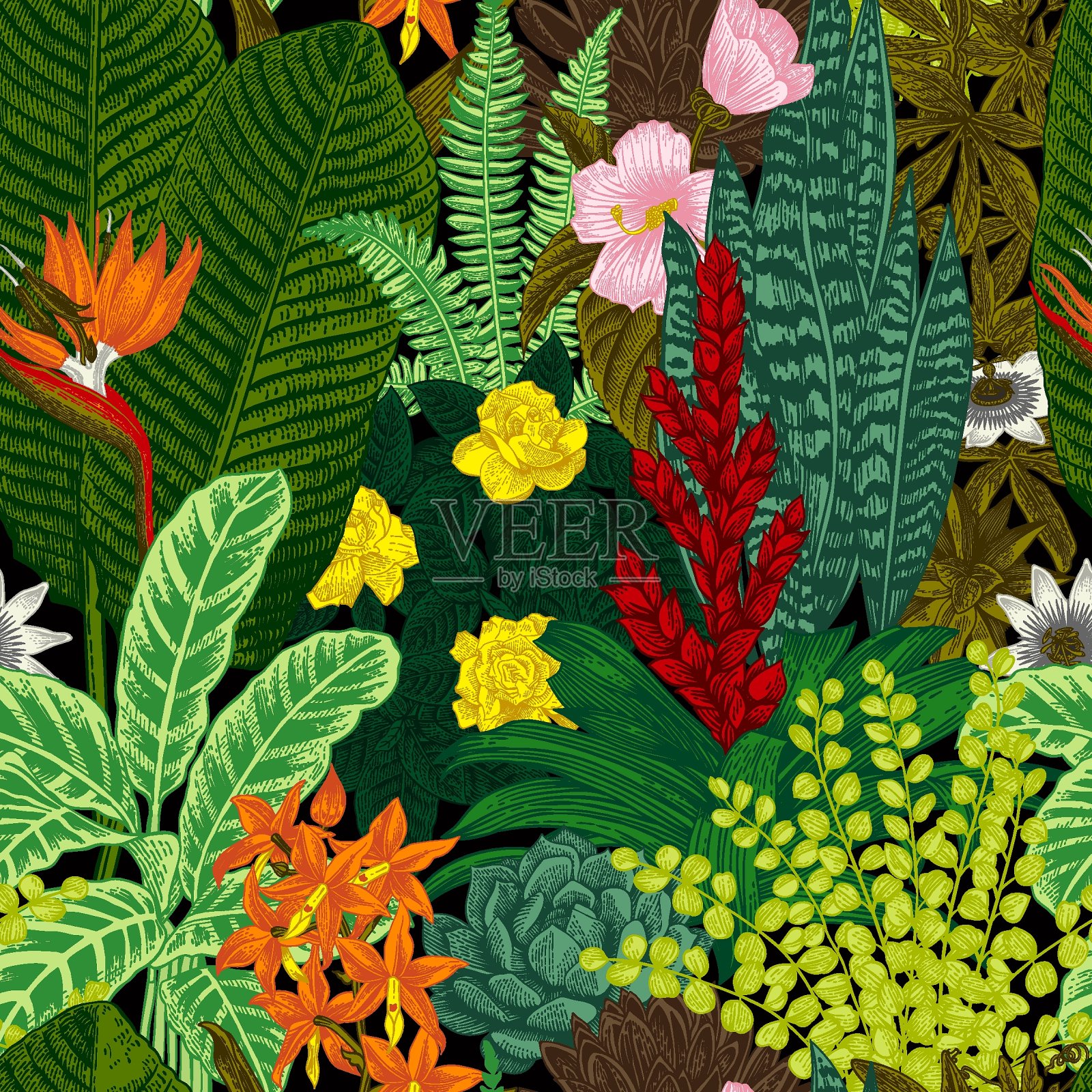 矢量无缝复古模式。插画图片素材