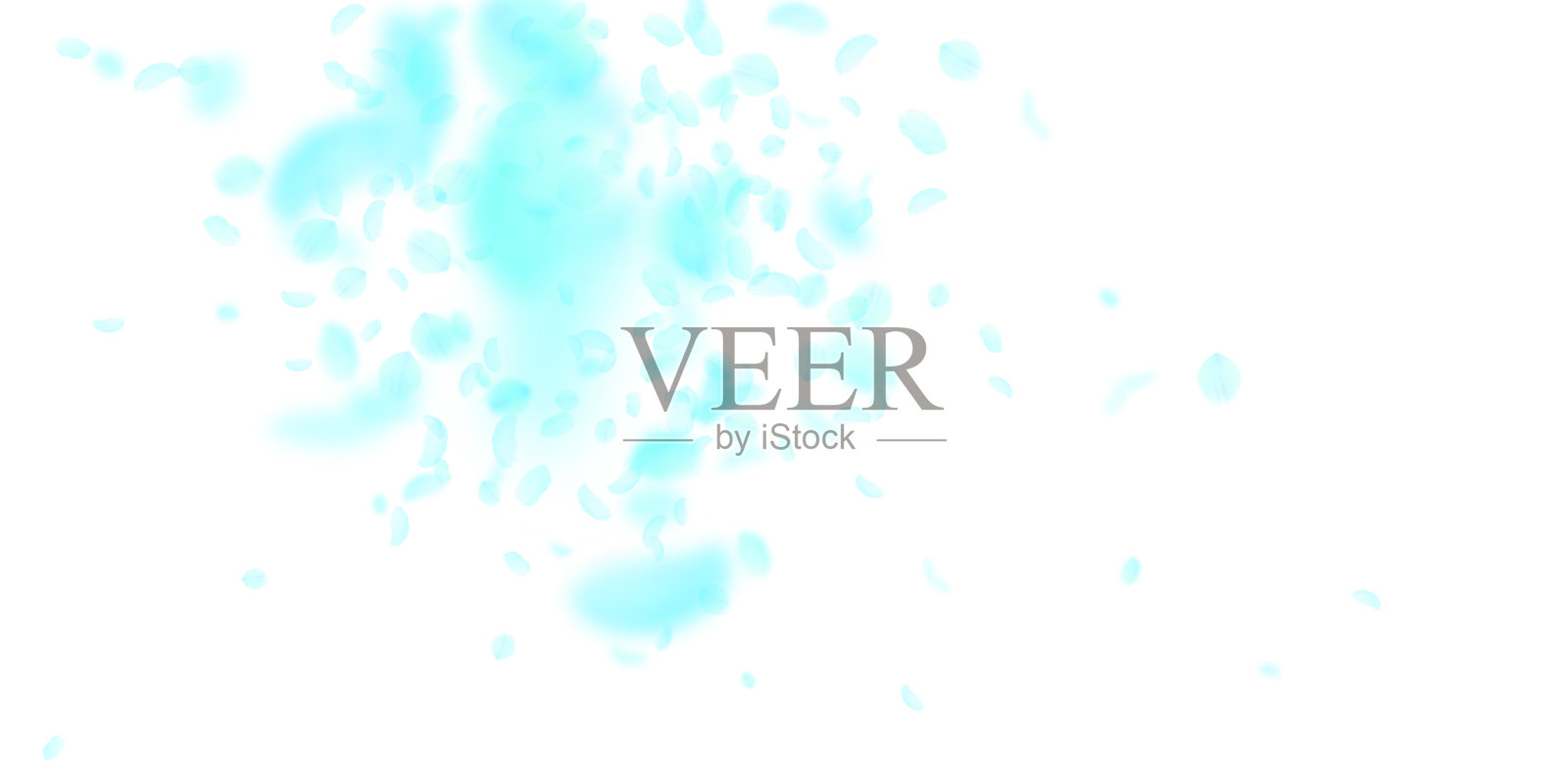 绿松石花瓣飘落。优雅的罗马插画图片素材