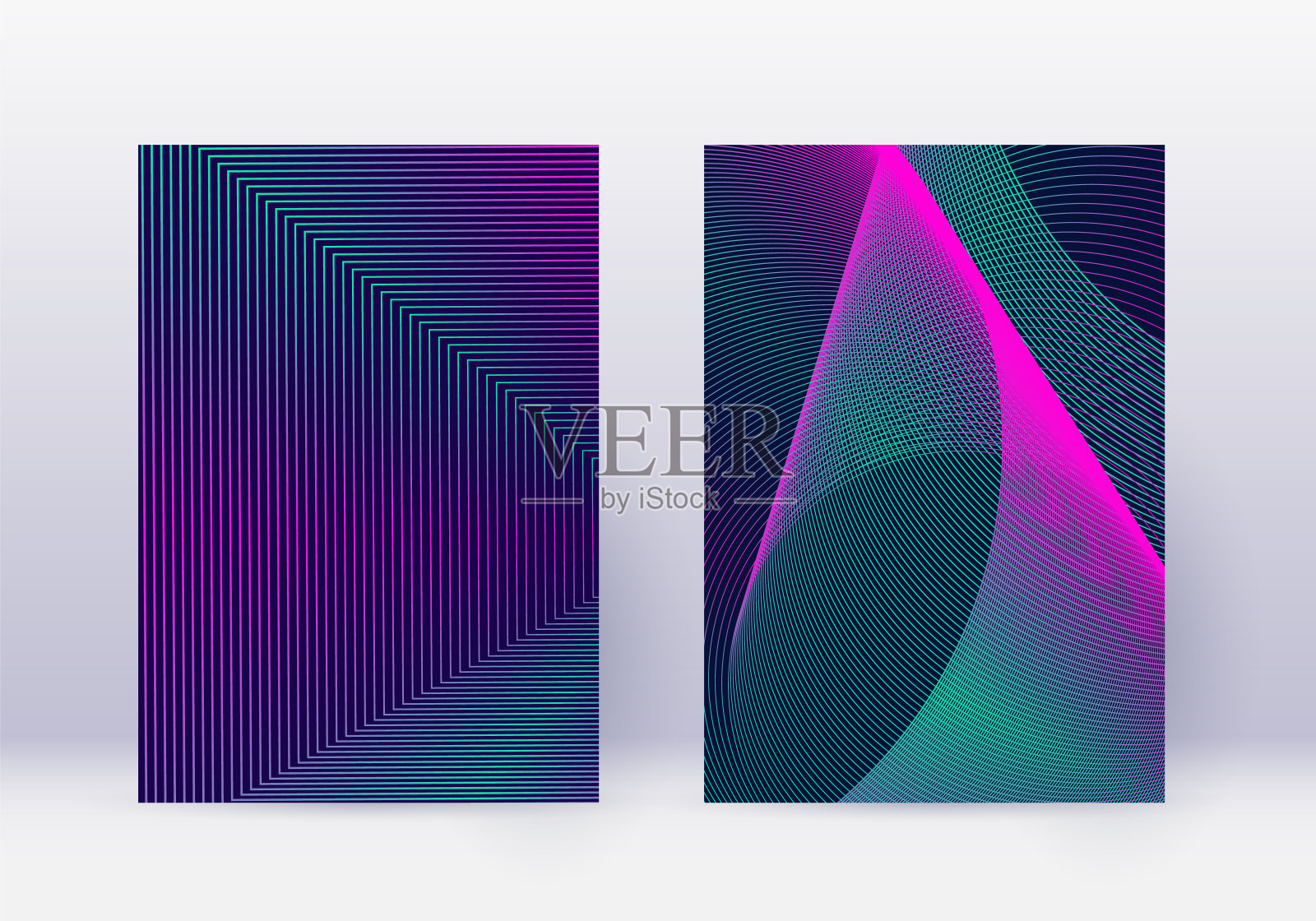 封面设计模板集。现代抽象线条b插画图片素材