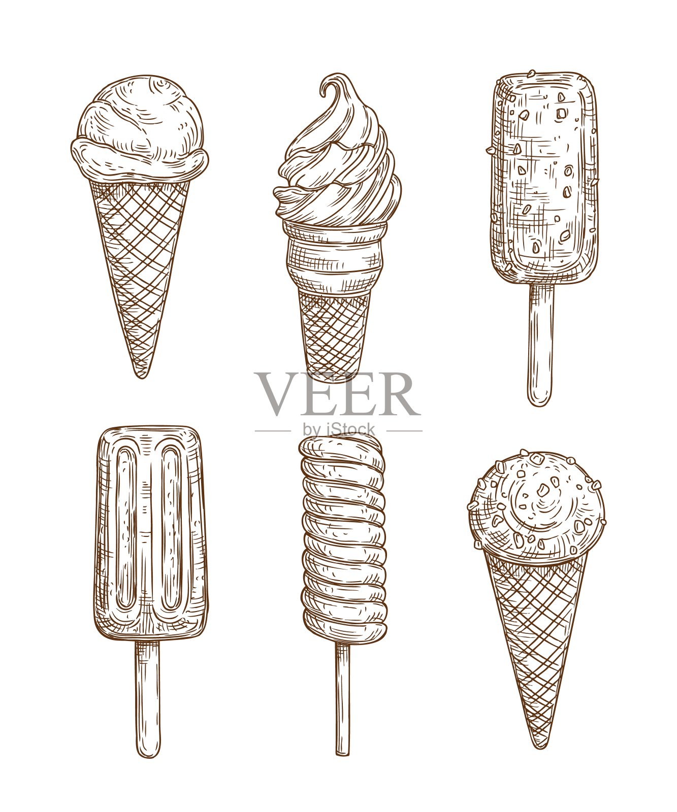 甜筒冰淇淋,棒子,意式冰淇淋,冰沙,冰棒设计元素图片