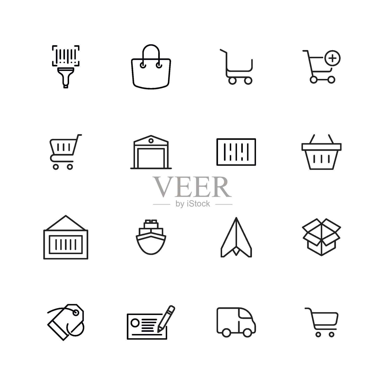 描线图标的商业设置。图标素材