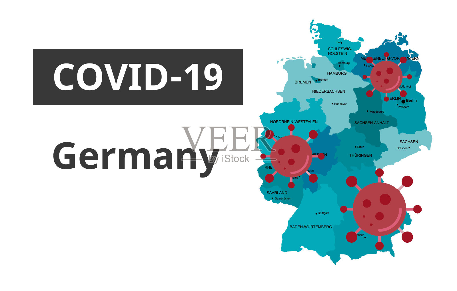 Covid-19德国地图横幅艺术插画图片素材