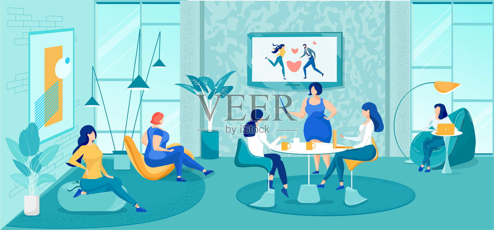 妇女培训课程和心理帮助插画图片素材