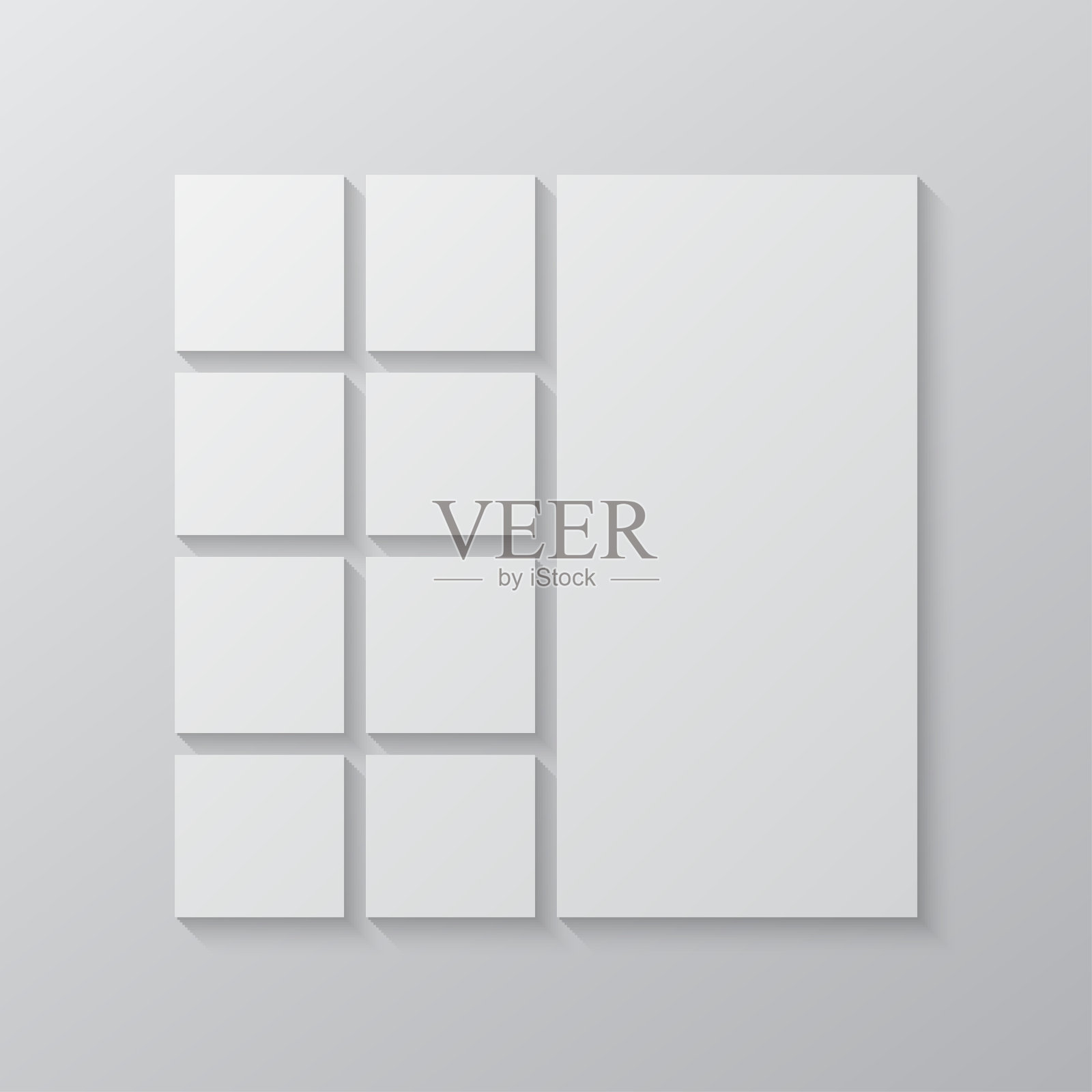 矢量空拼贴板九个图像,照片插画图片素材