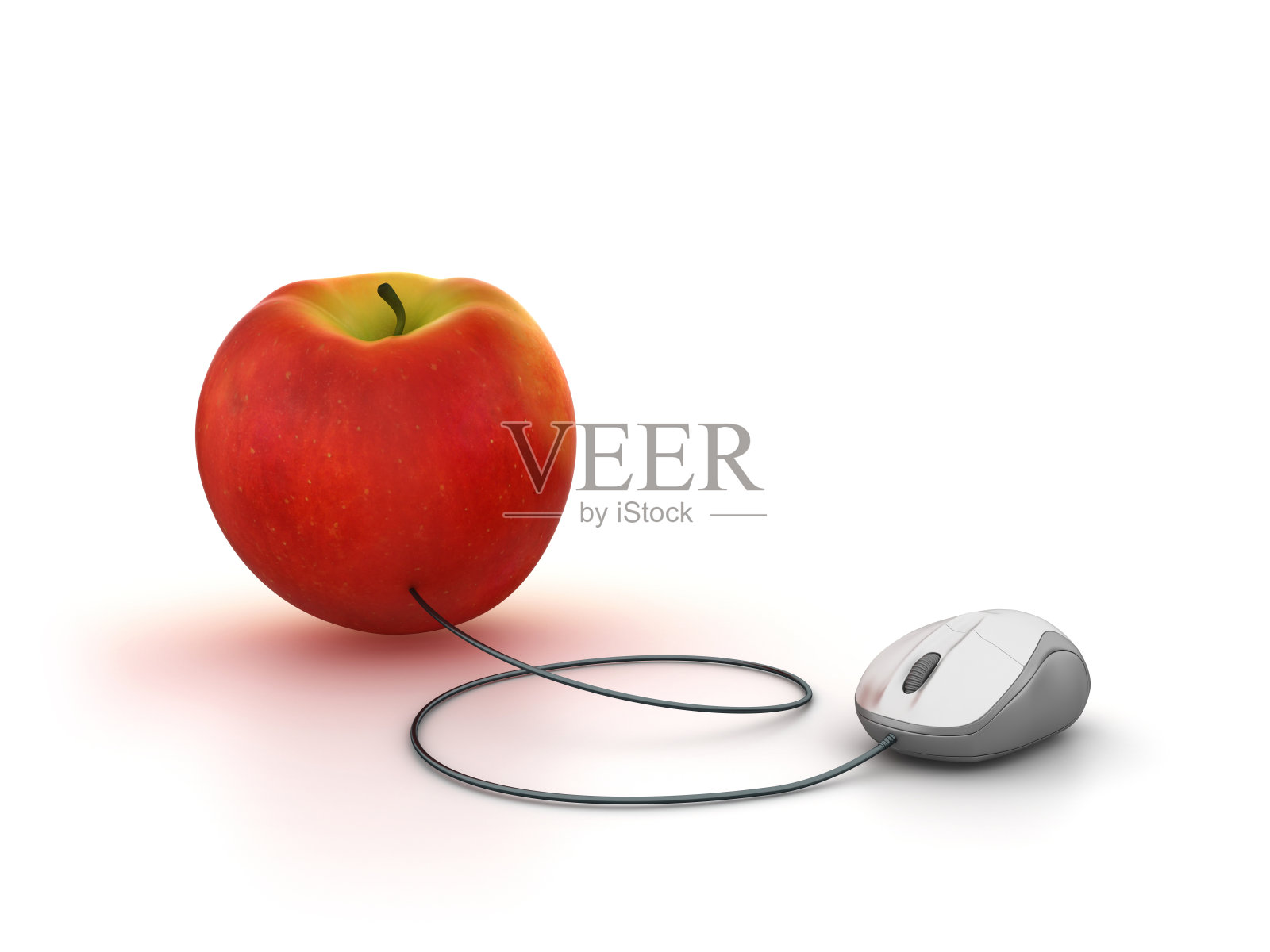 苹果与电脑鼠标- 3D渲染照片摄影图片
