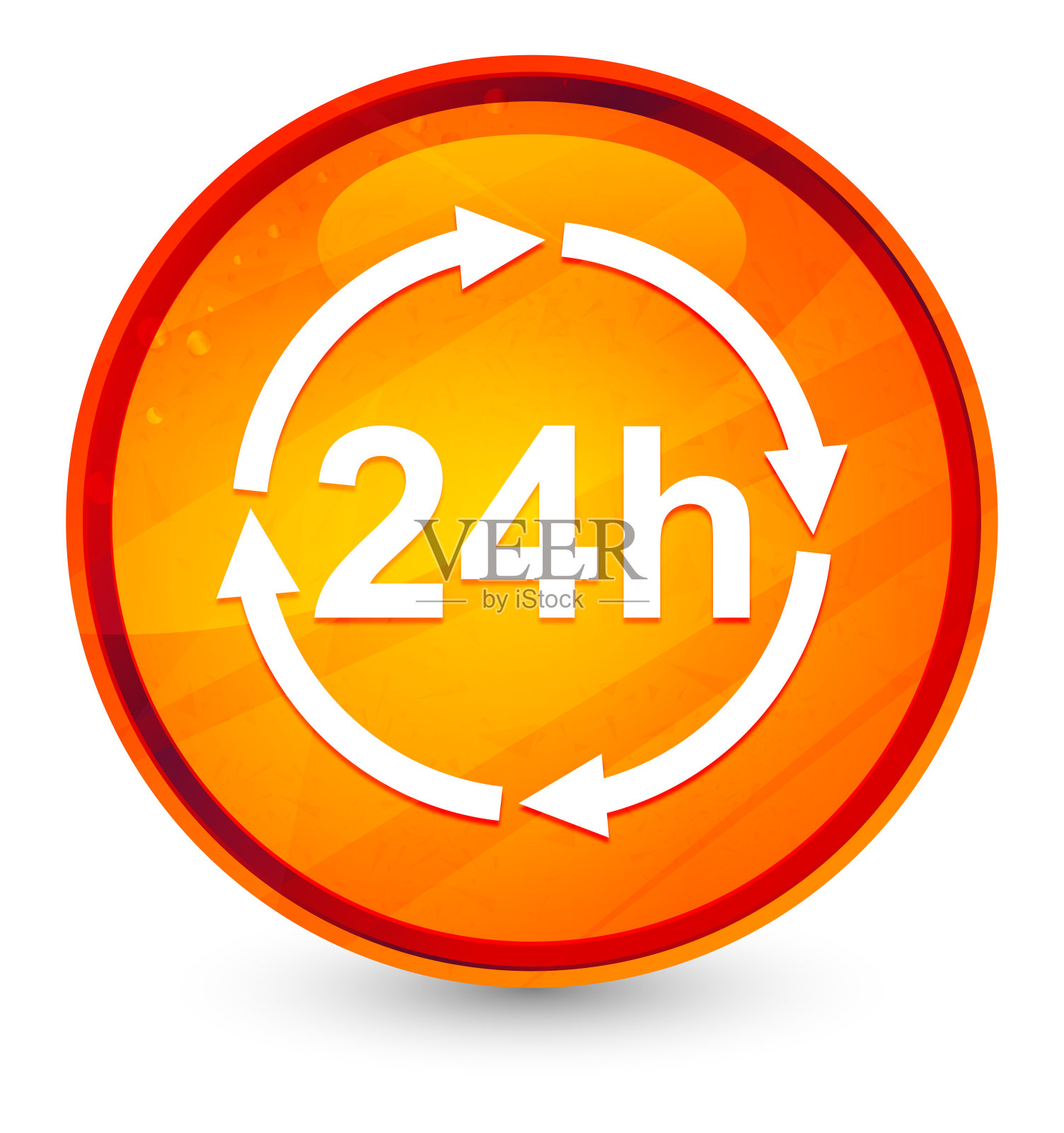 24小时更新图标玻璃橙色圆形按钮插图图标素材