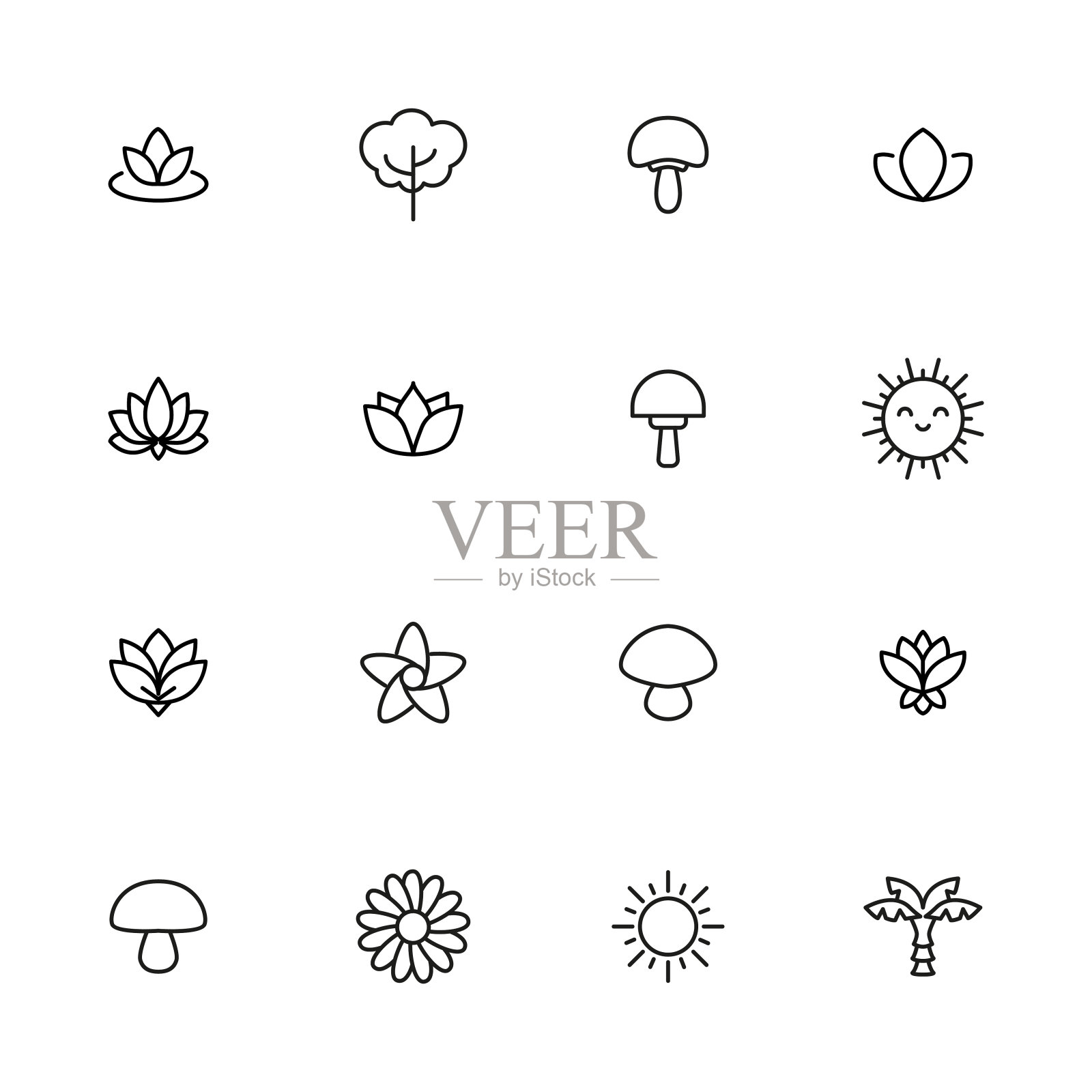 Spring line ICONS set。图标素材