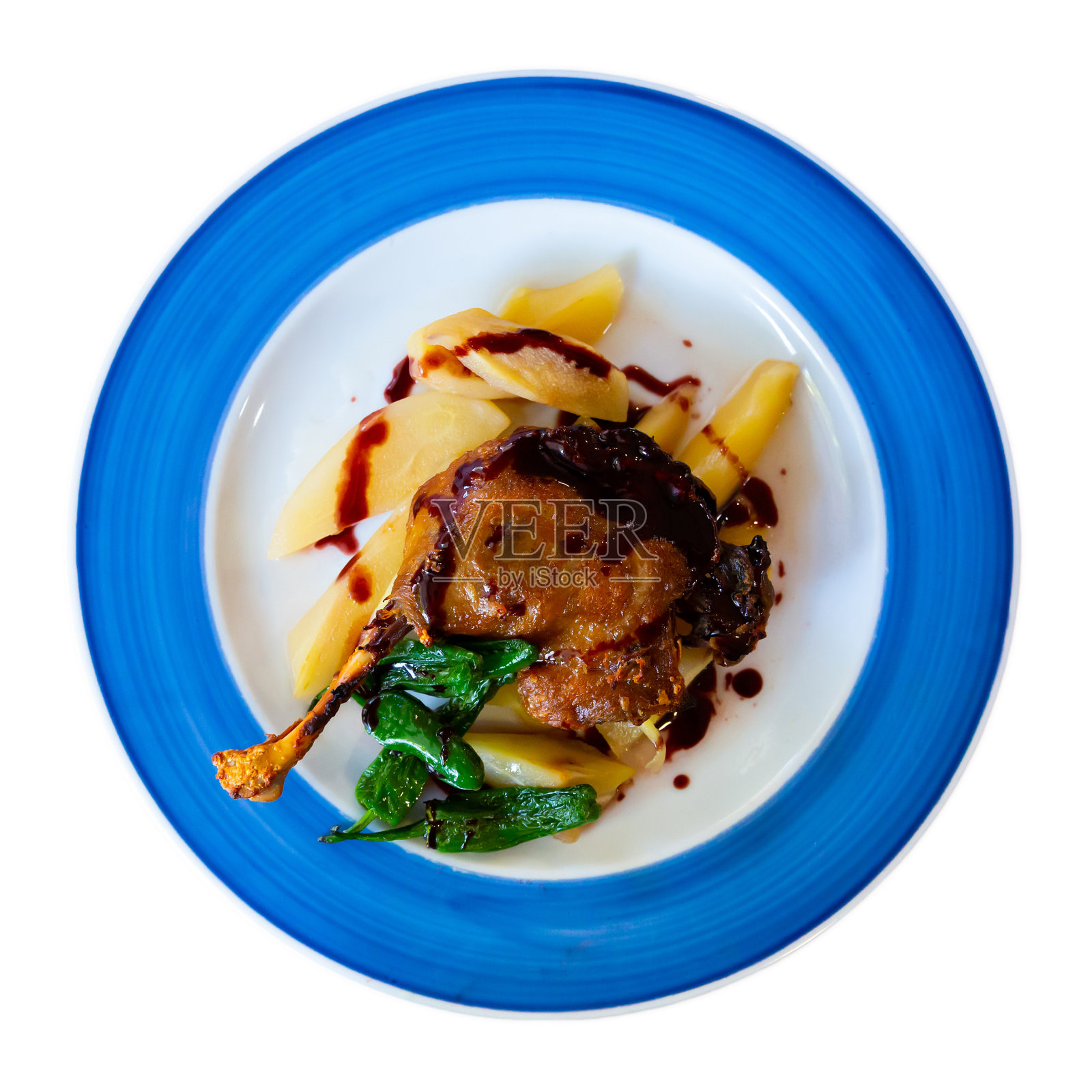 鸭腿配梨酸辣酱照片摄影图片