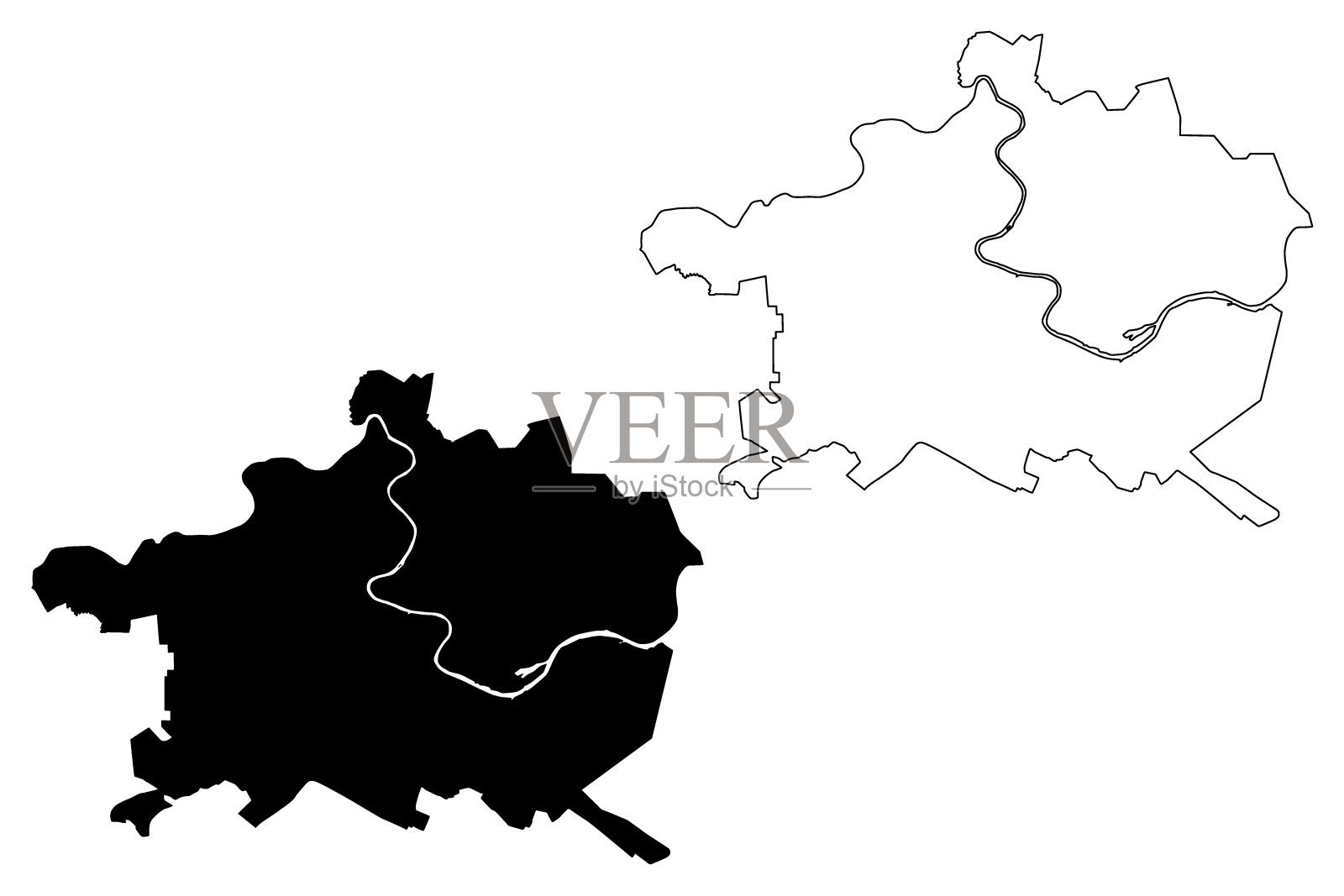 沃洛格达城市地图插画图片素材