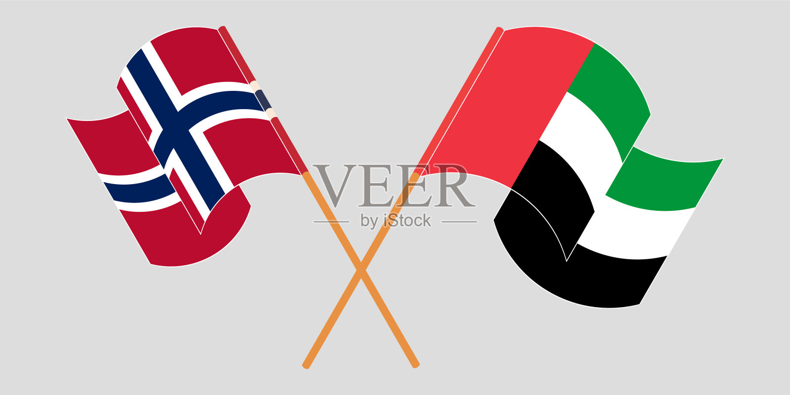 挪威和阿拉伯联合酋长国的旗帜插画图片素材
