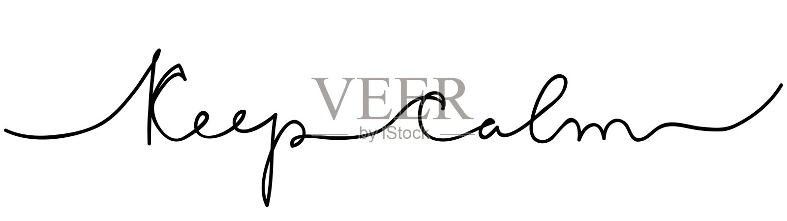 保持冷静是生活的忠告。连续线形字母画。Covid-19冠状病毒的概念。矢量插图网页横幅插画图片素材