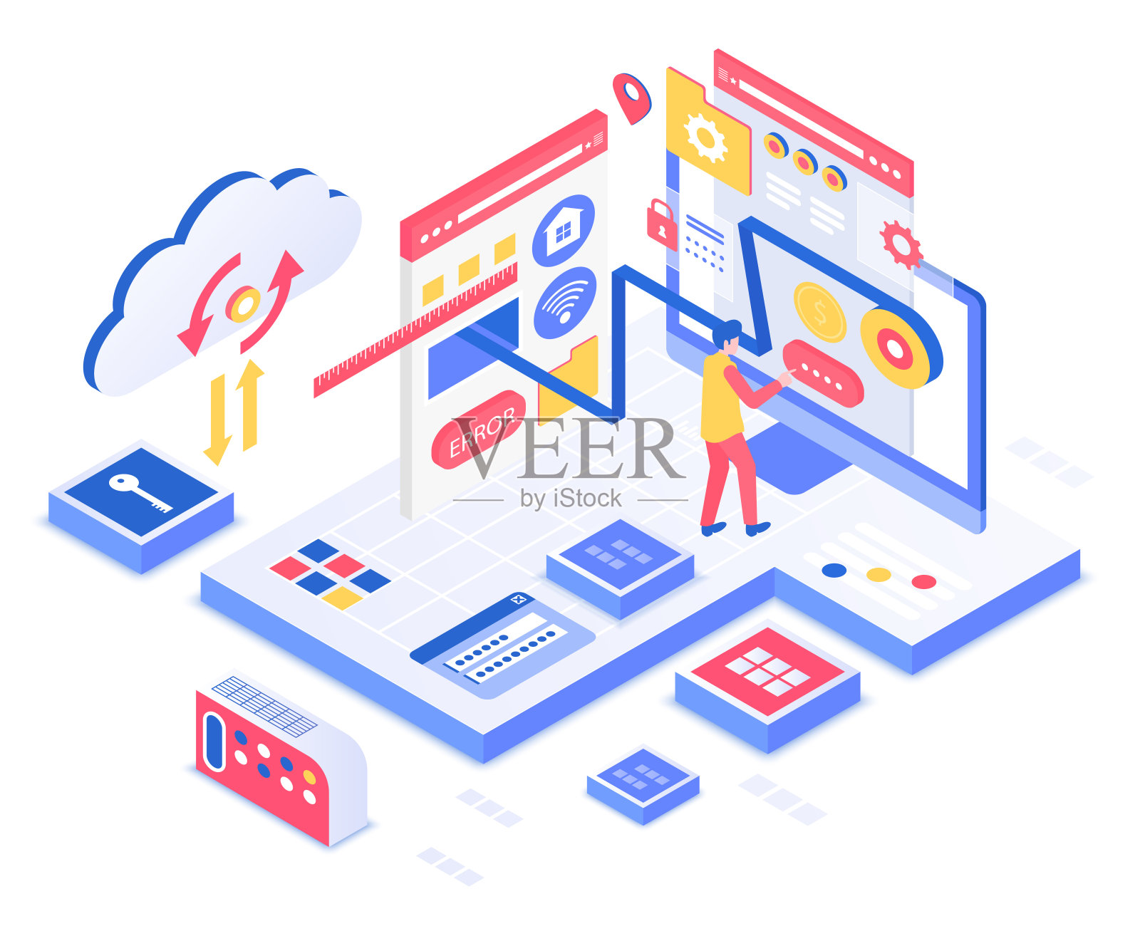 SEO等距矢量图插画图片素材