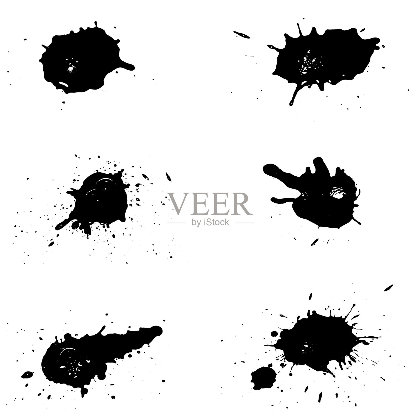 收集的黑色油漆墨水滴飞溅插画图片素材