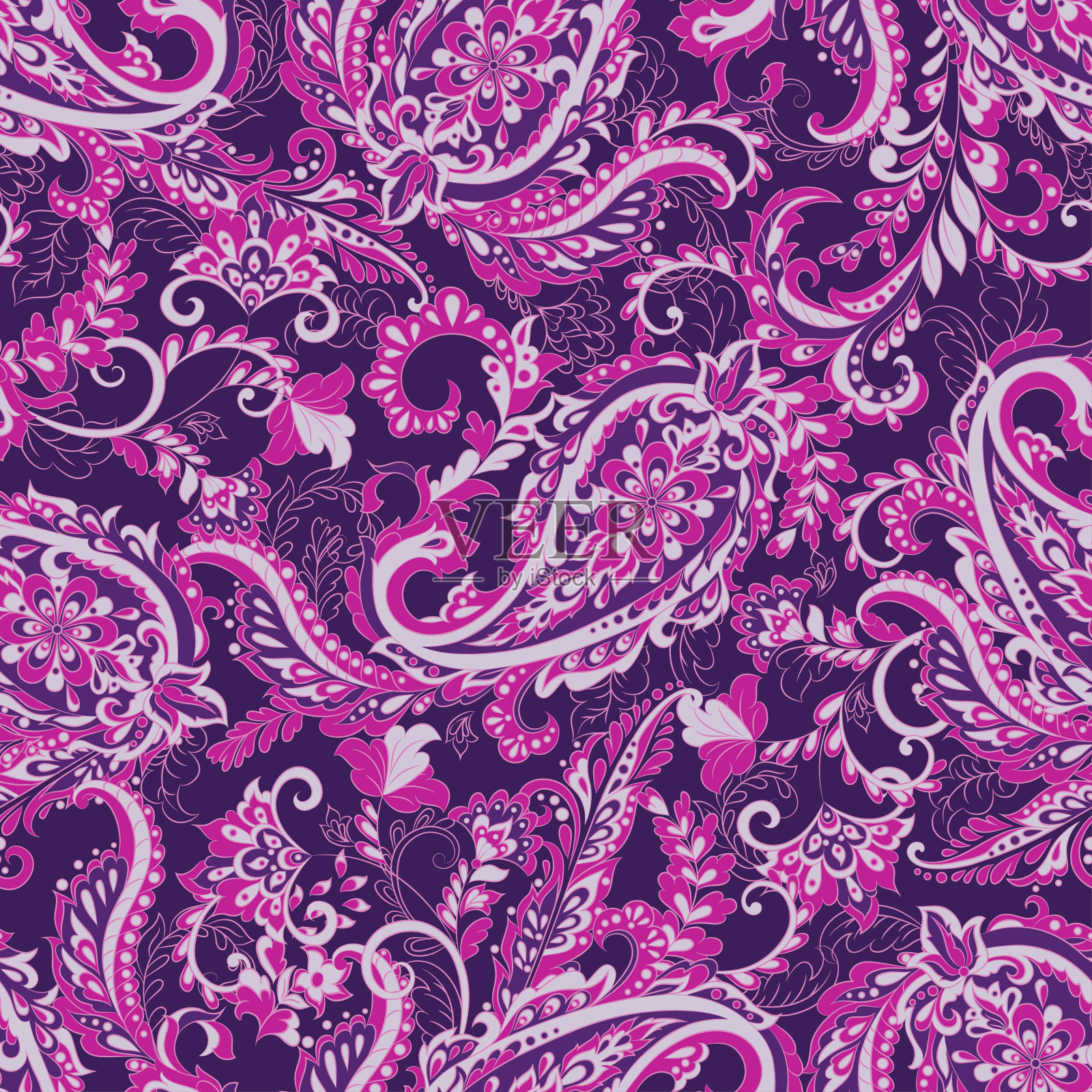 佩斯利无缝模式。向量插画图片素材