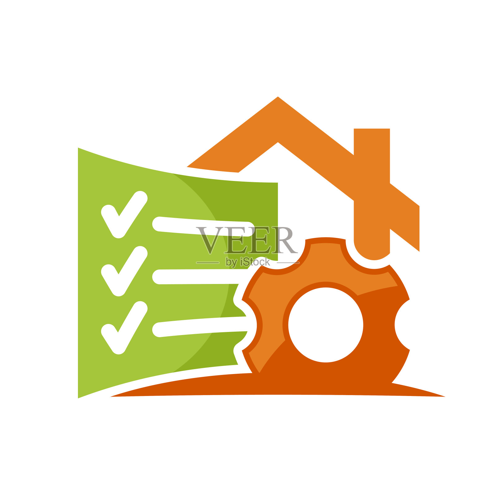 图解图标与概念完成工作任务从家里。插画图片素材