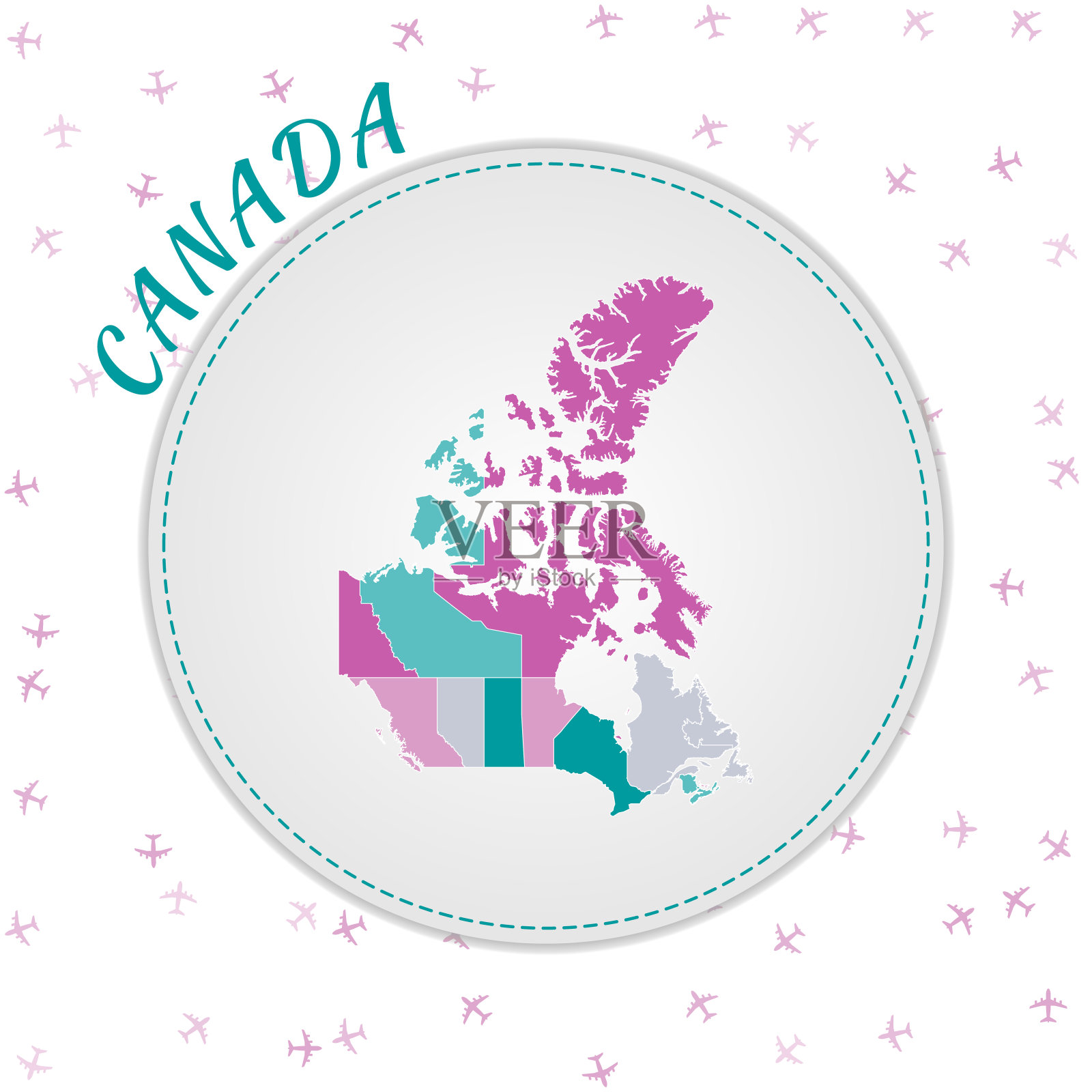 加拿大地图设计。插画图片素材
