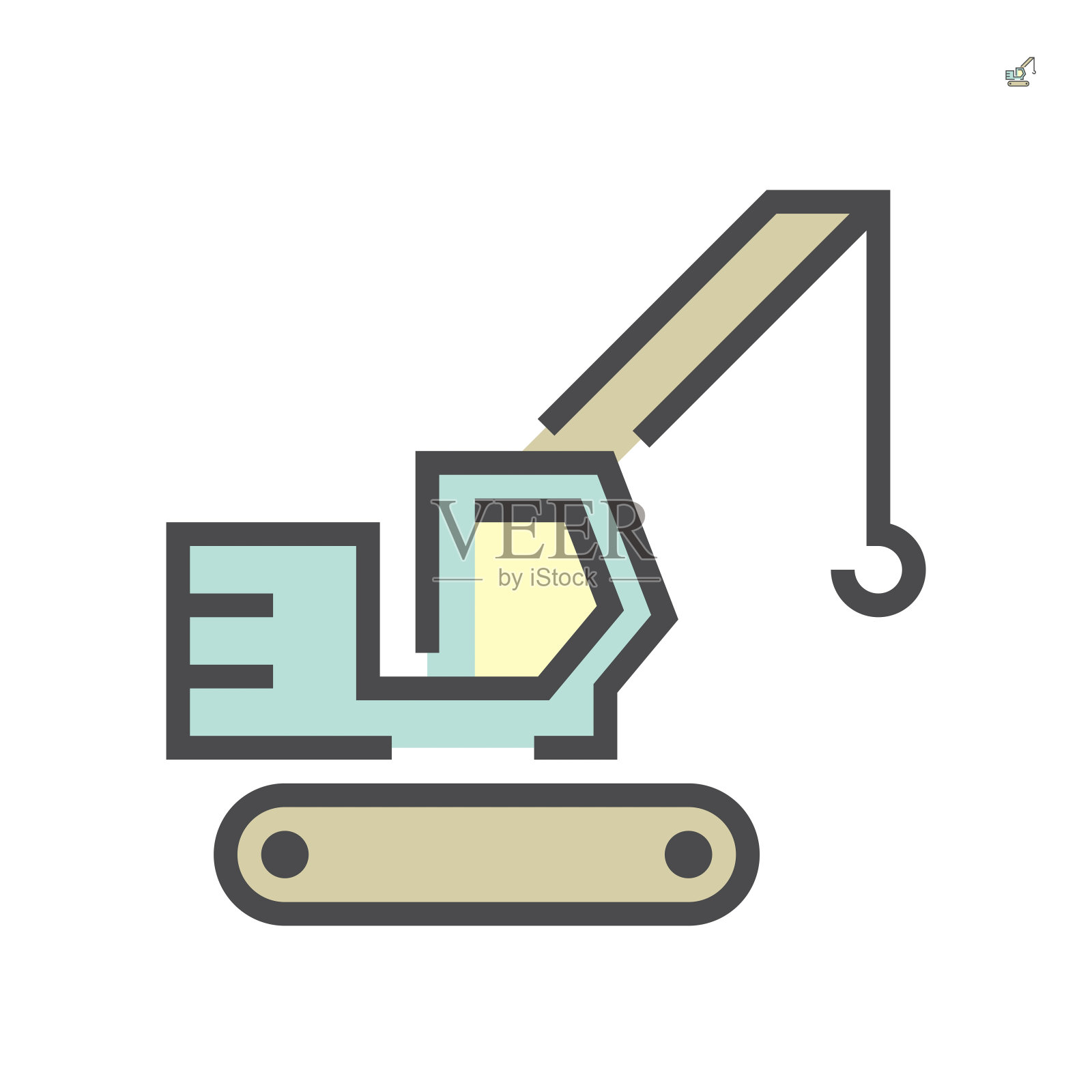 履带式起重机图标,64x64完美像素和可编辑的笔触。插画图片素材