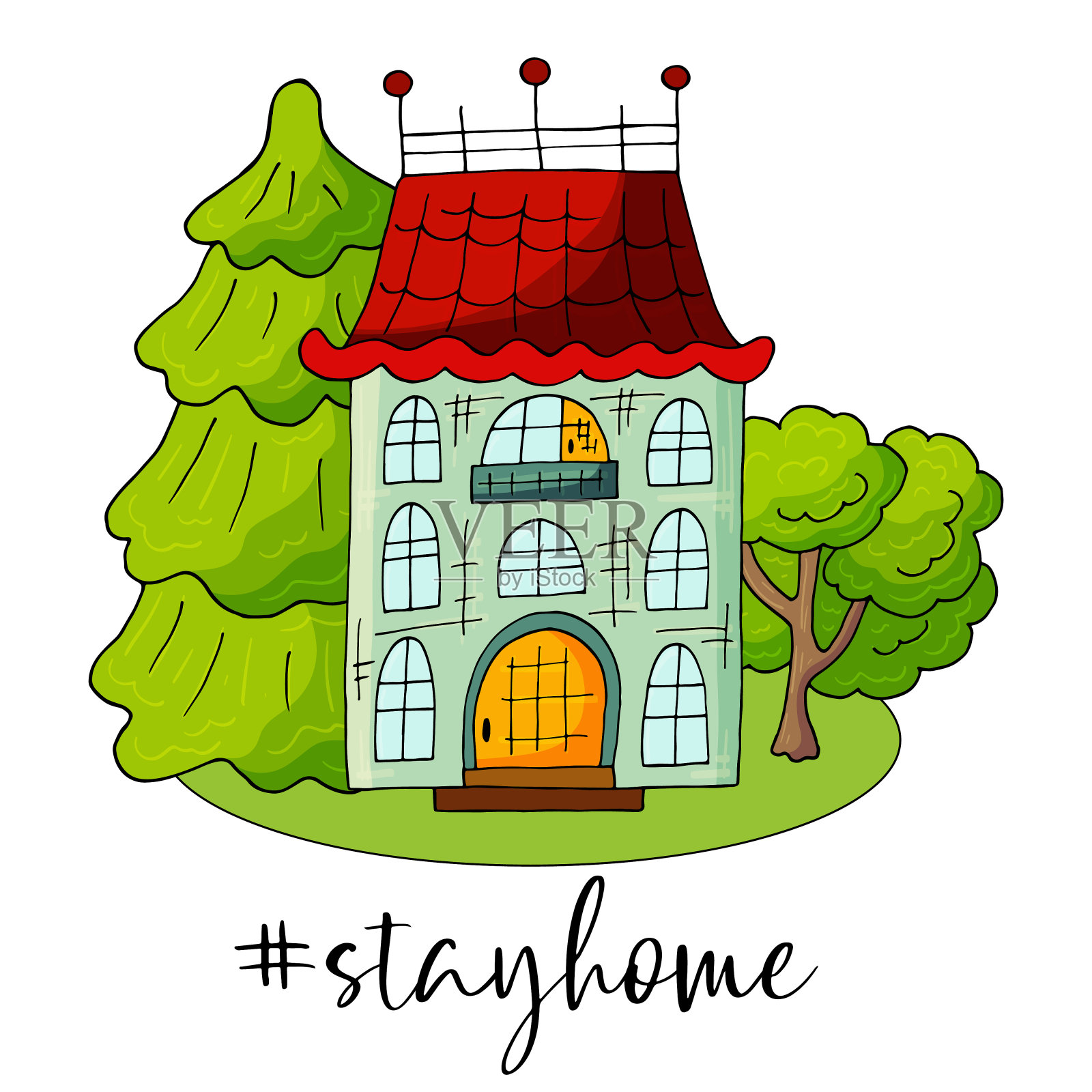 冠状病毒检疫的概念。停止冠状病毒设计元素图片