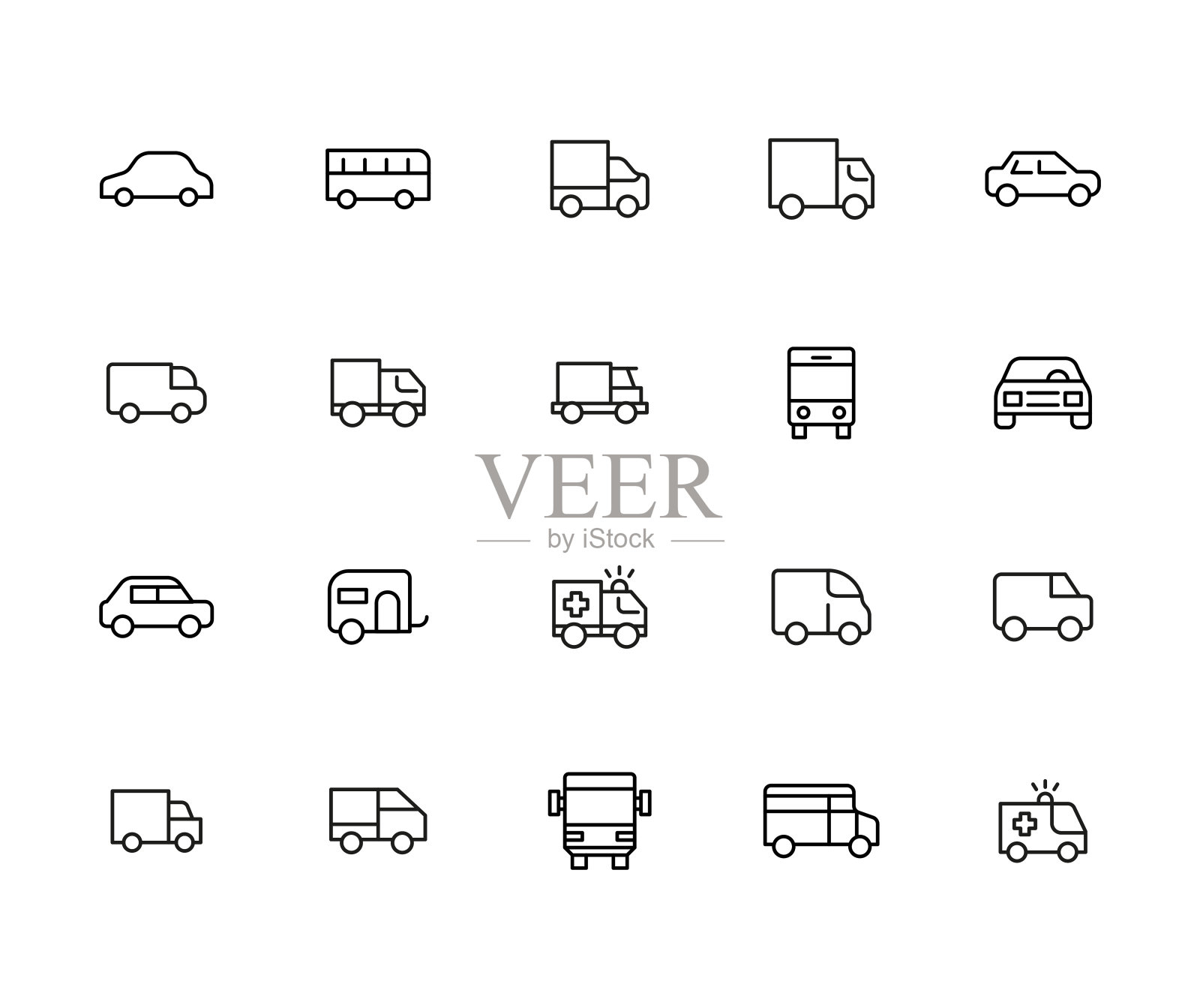 大型车辆系列图标。图标素材