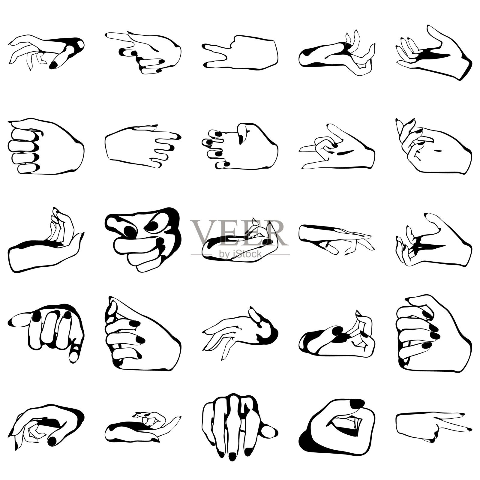 女性用手修指甲,向量集美丽的女性双手孤立在白色的背景插画图片素材