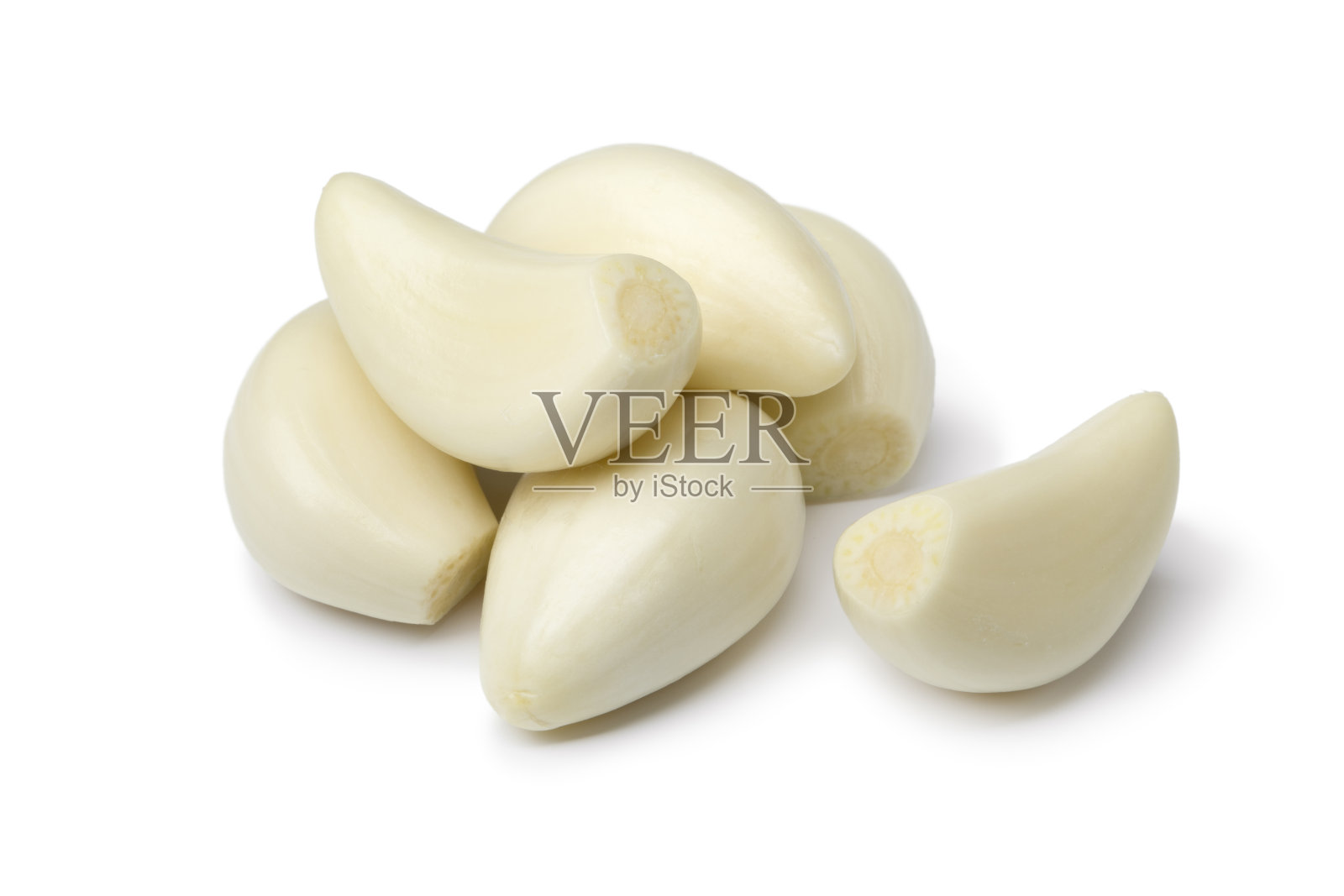 新鲜的整瓣去皮蒜照片摄影图片