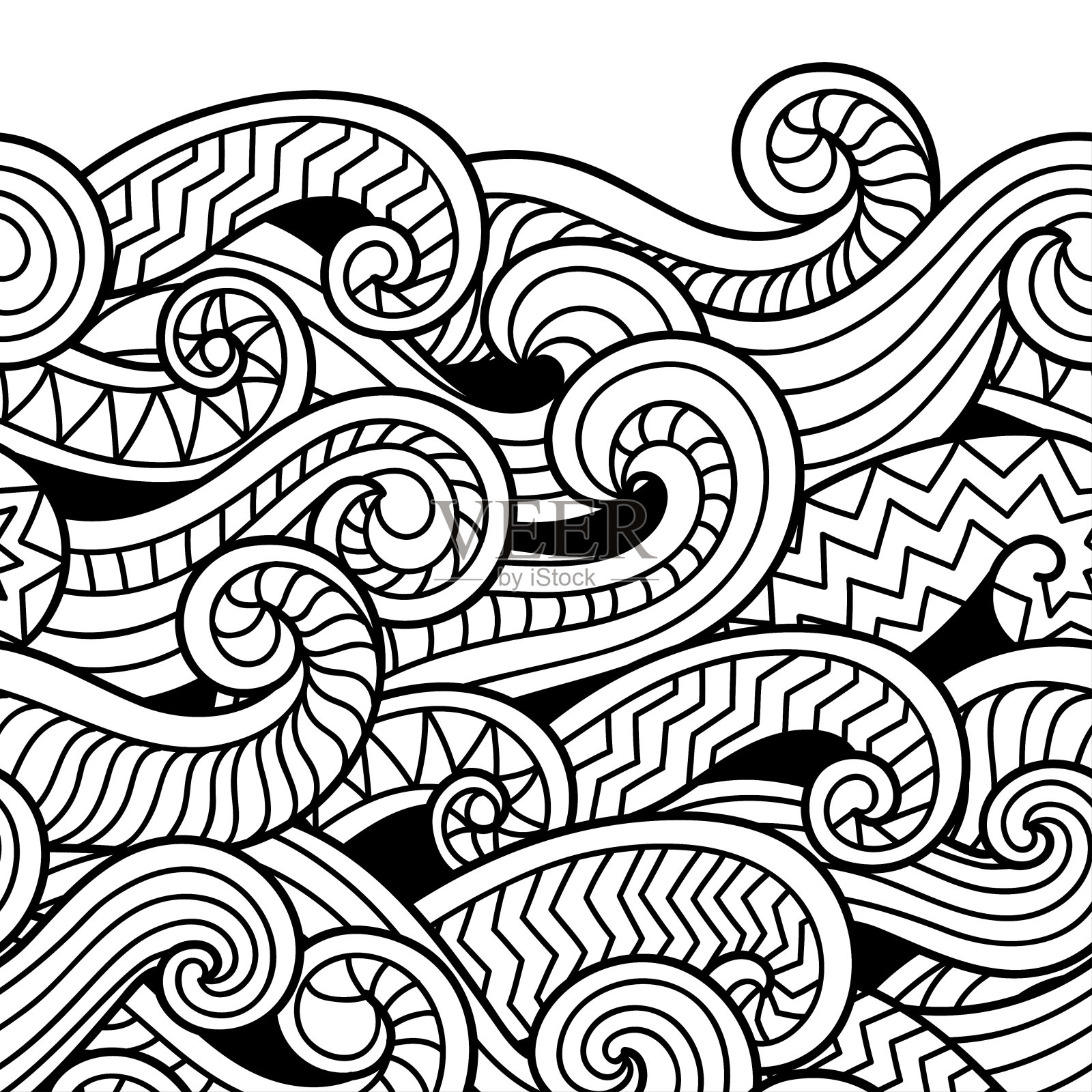 波无缝模式。矢量图与海浪。插画图片素材