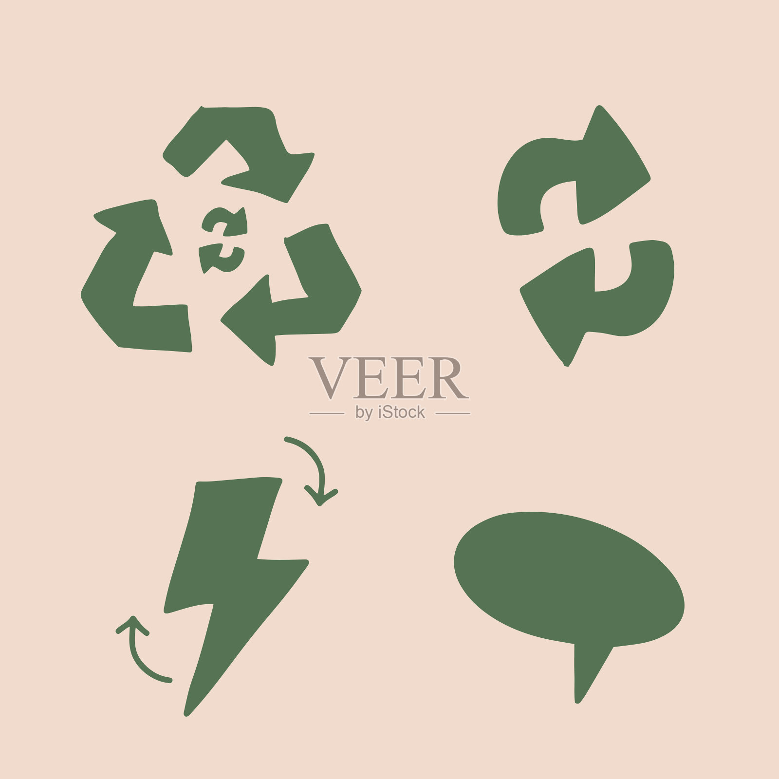 手绘矢量插图一套生态概念,设计,和图标。插画图片素材