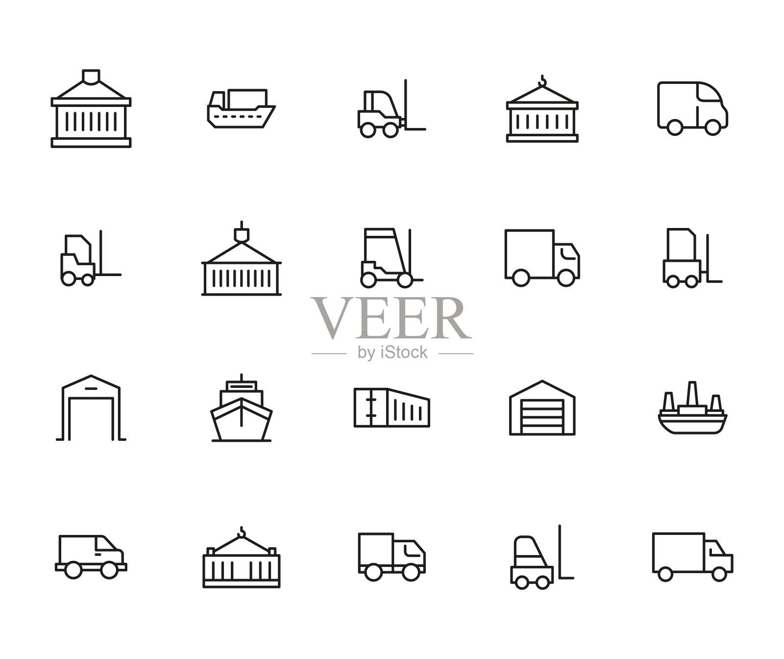 向量线图标集合发货。图标素材