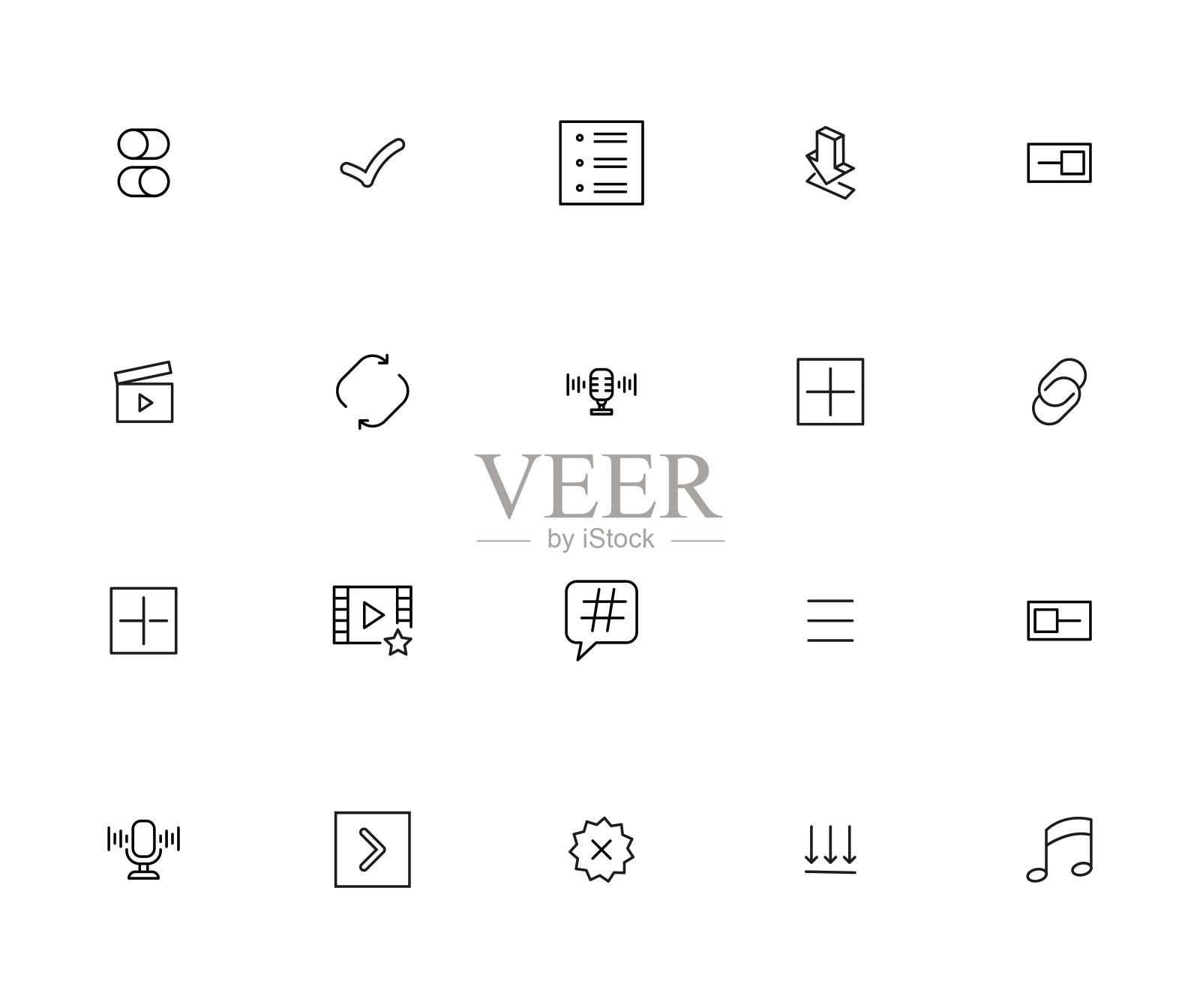 象形文字的向量线图标集合。图标素材