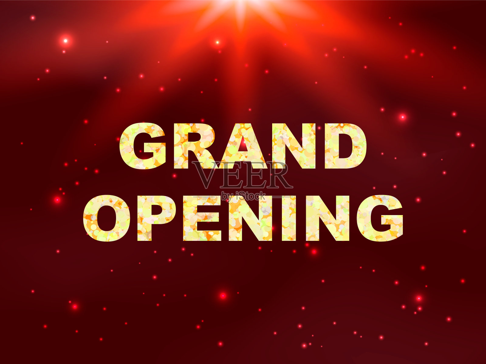矢量插图。隆重开幕。红色的烟花背景插画图片素材