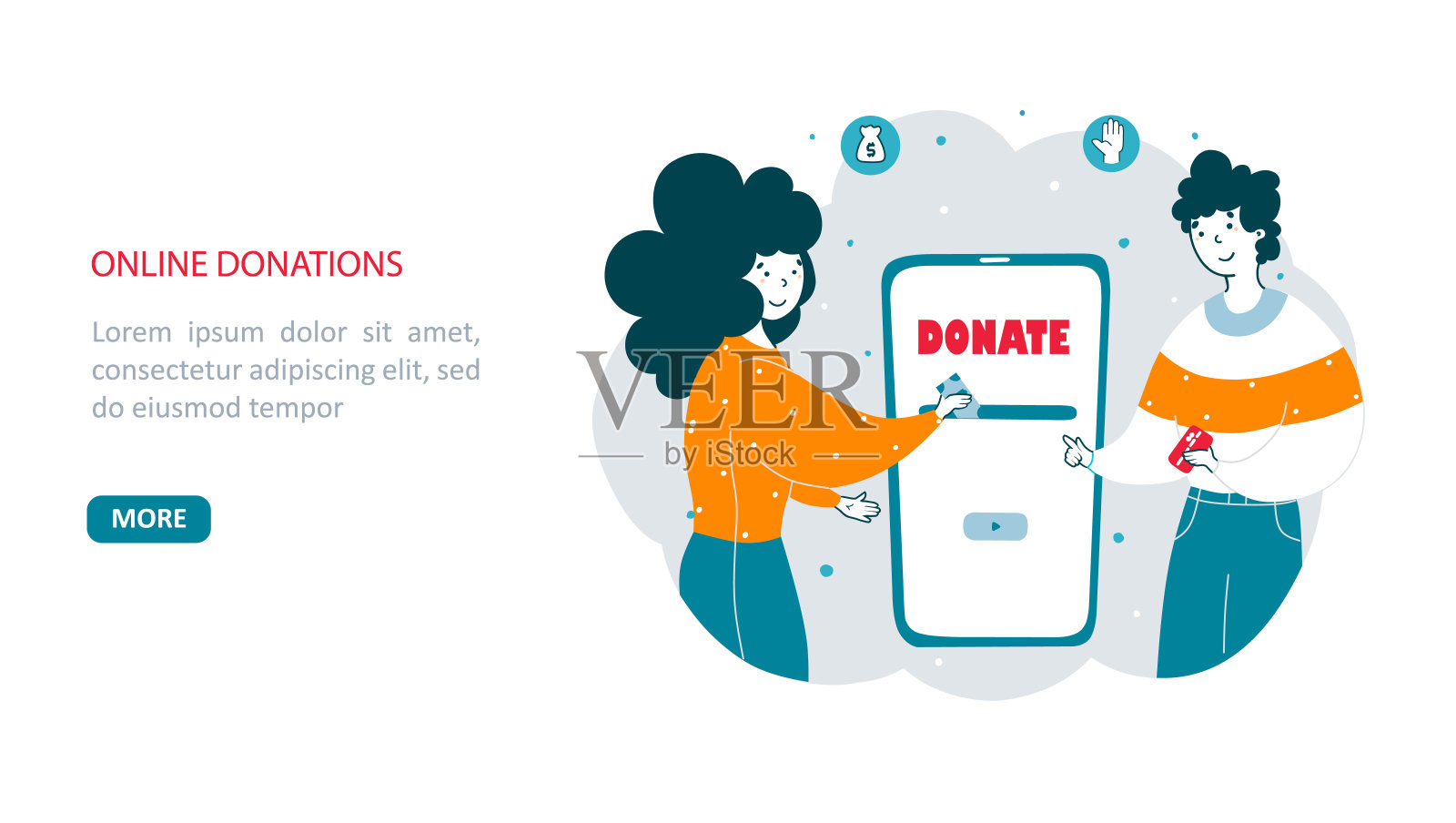 网友在线捐赠平面矢量登陆页面模板插画图片素材