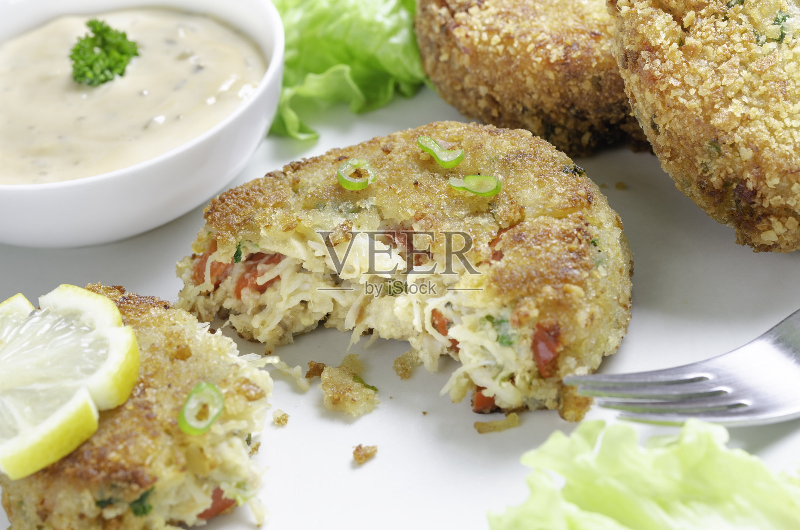 脆皮蔬菜蟹饼照片摄影图片