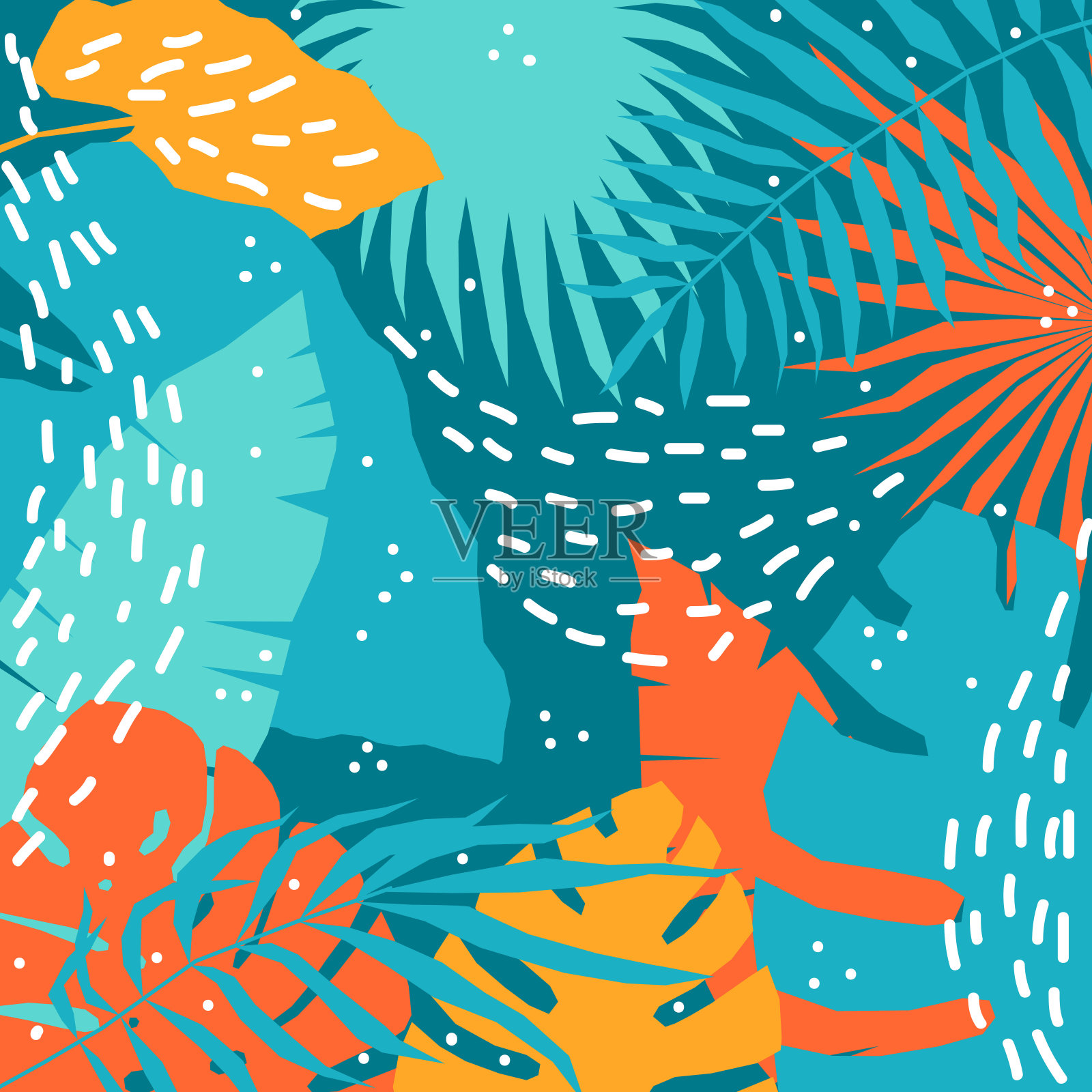 摘要热带植物背景。插画图片素材