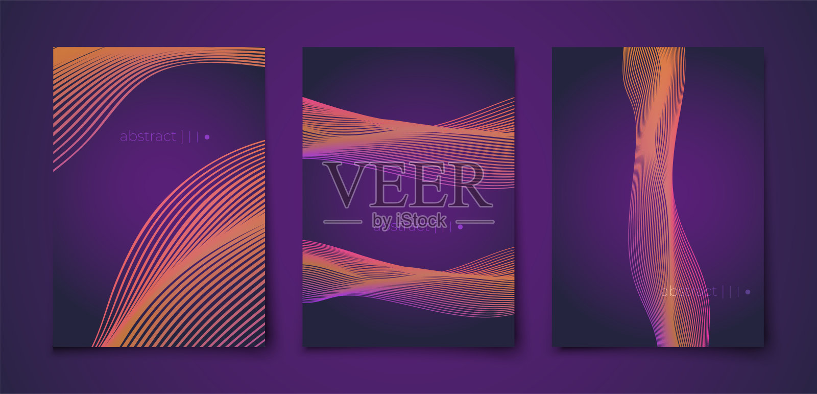 柔和的深色背景与金色抽象线条插画图片素材