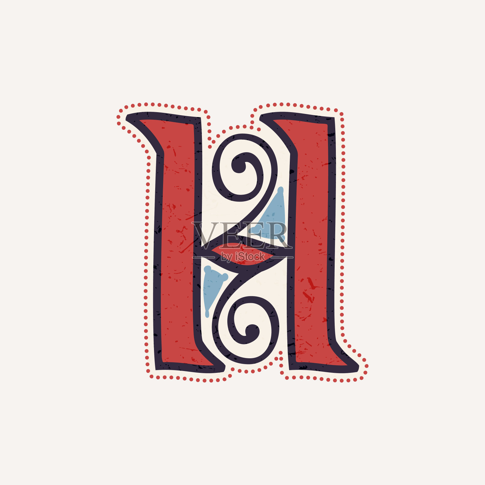 H字母标志在真正的凯尔特结螺旋风格。设计元素图片