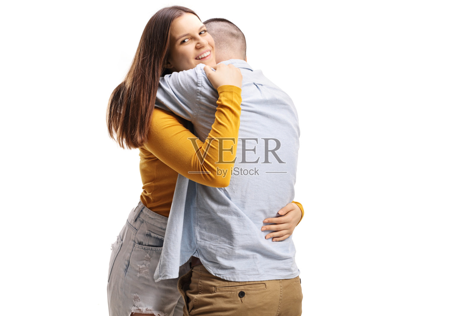 年轻人和女人拥抱在一起照片摄影图片