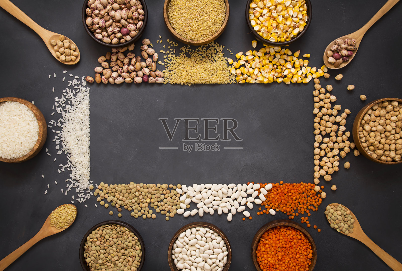 不同类型的生干豆科植物组成照片摄影图片