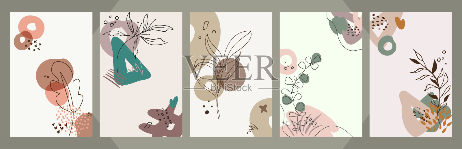 抽象花卉艺术矢量封面背景。手绘模板插画图片素材