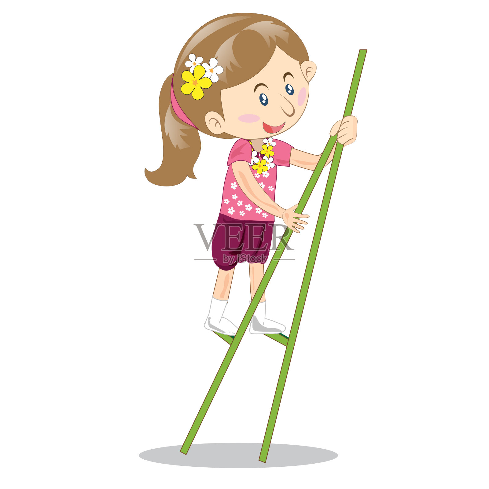 走在竹子上,泰国短剧,向量插画图片素材