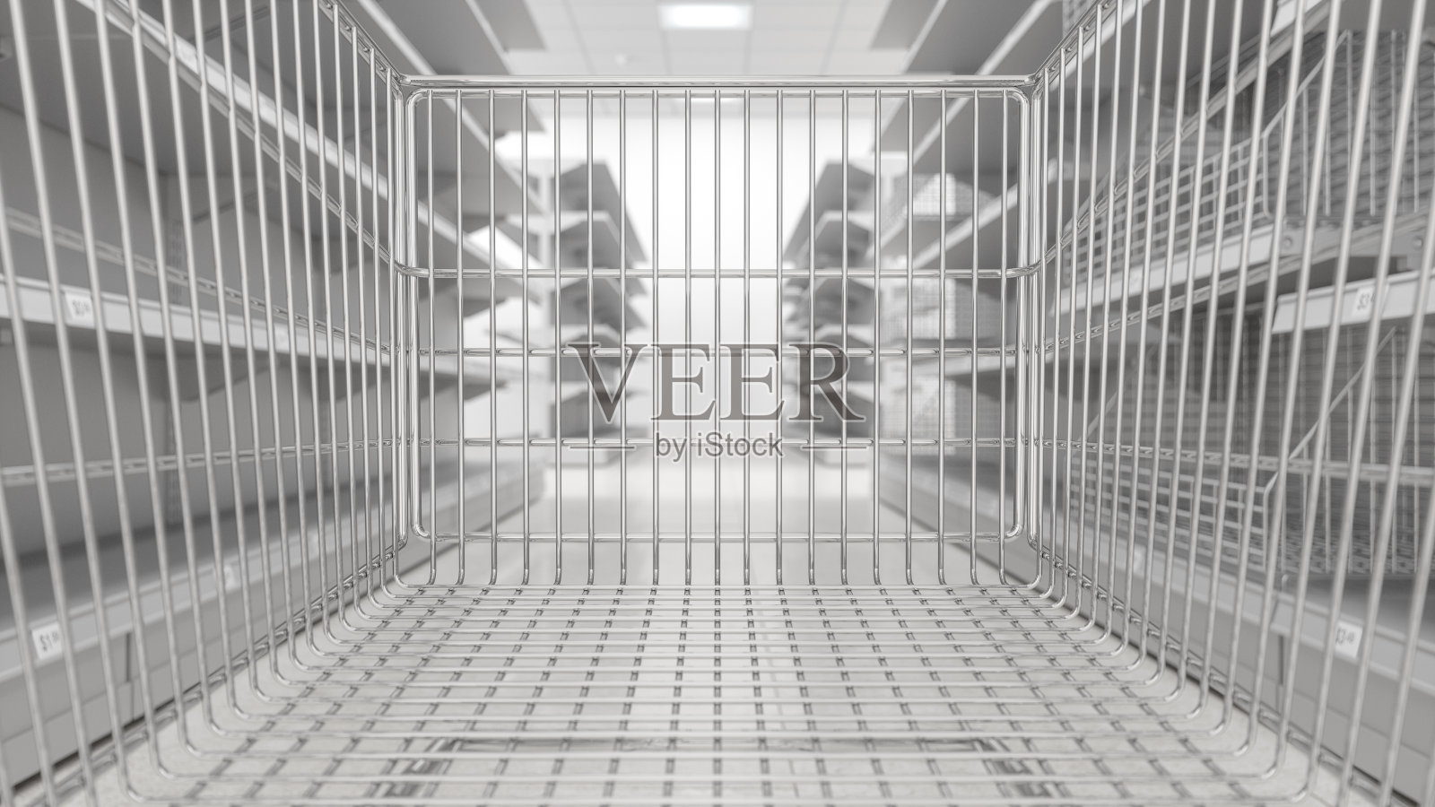 清空超市的货架和购物车照片摄影图片