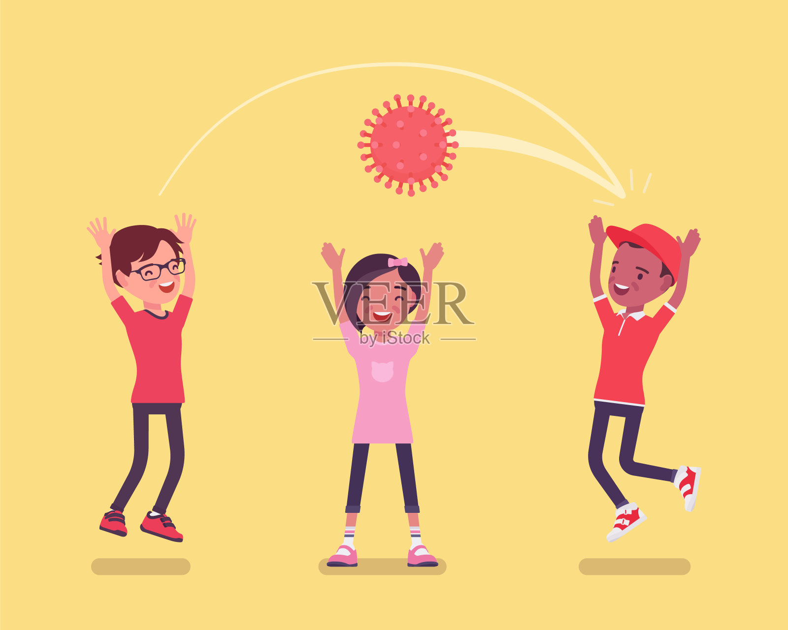 孩子们在玩病毒球的危险游戏插画图片素材