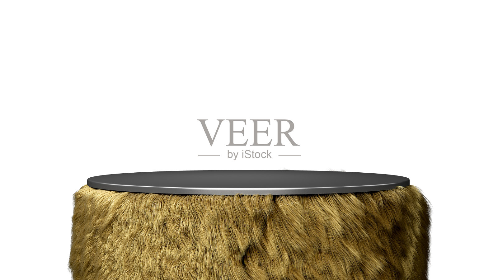 灰色底座产品展示与黄色羊毛墙3d渲染在白色照片摄影图片