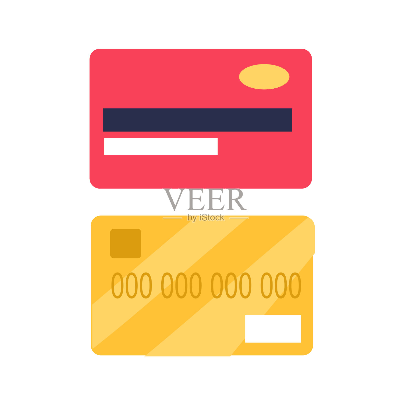 信用卡从两侧视图平面矢量图标插画图片素材