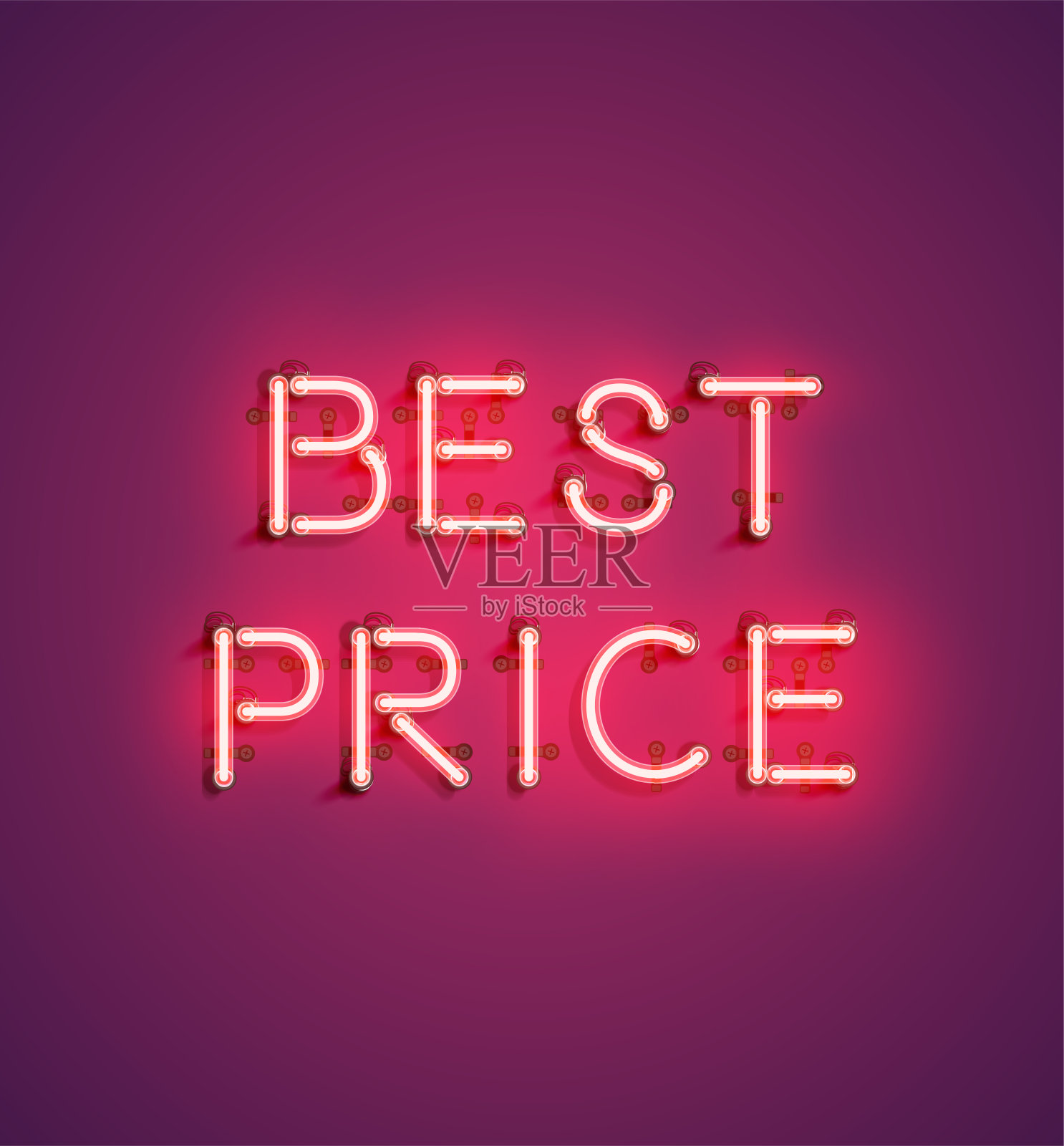 霓虹逼真的广告字,矢量插图设计元素图片